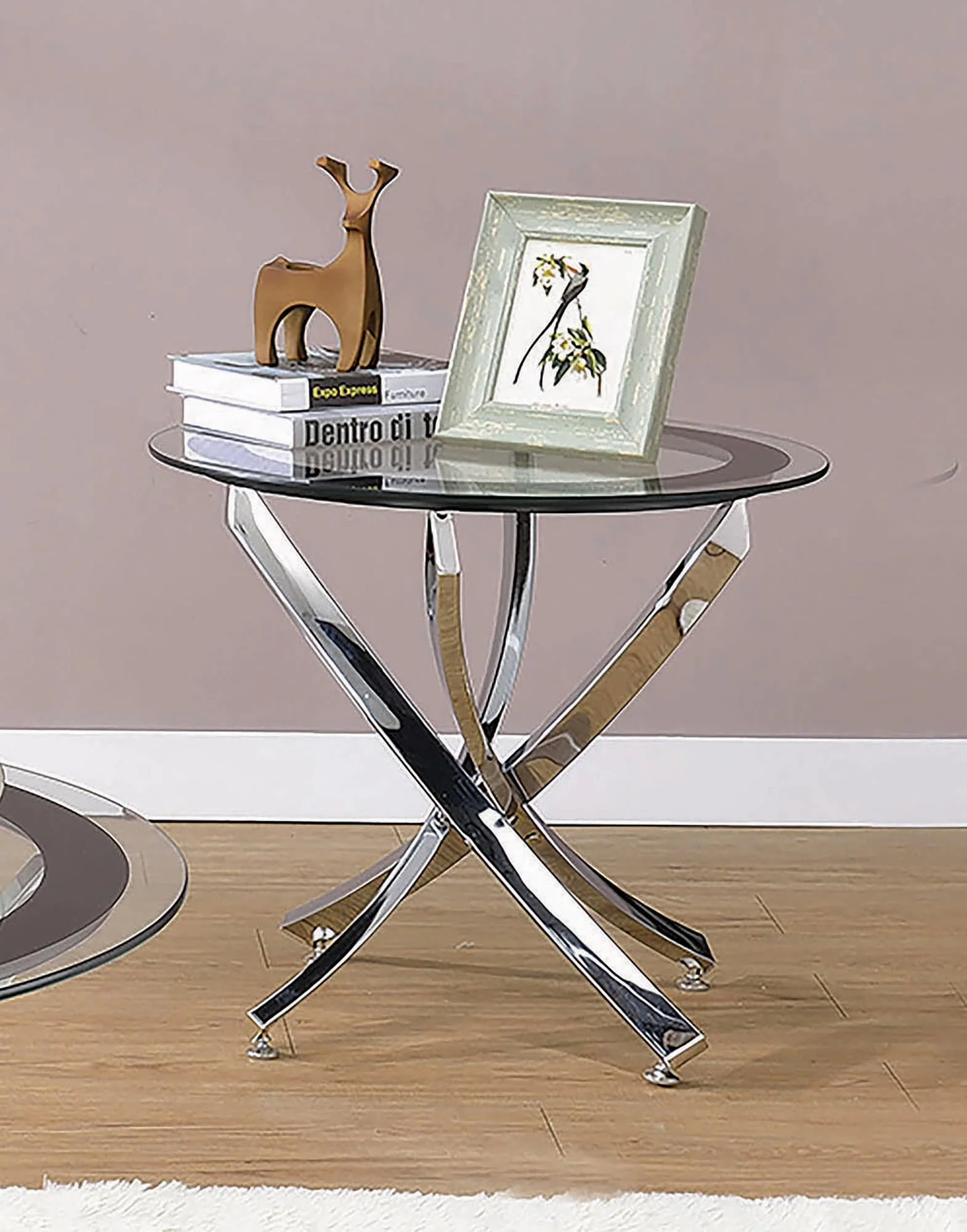 Brooke Glass Top End Table Chrome Black