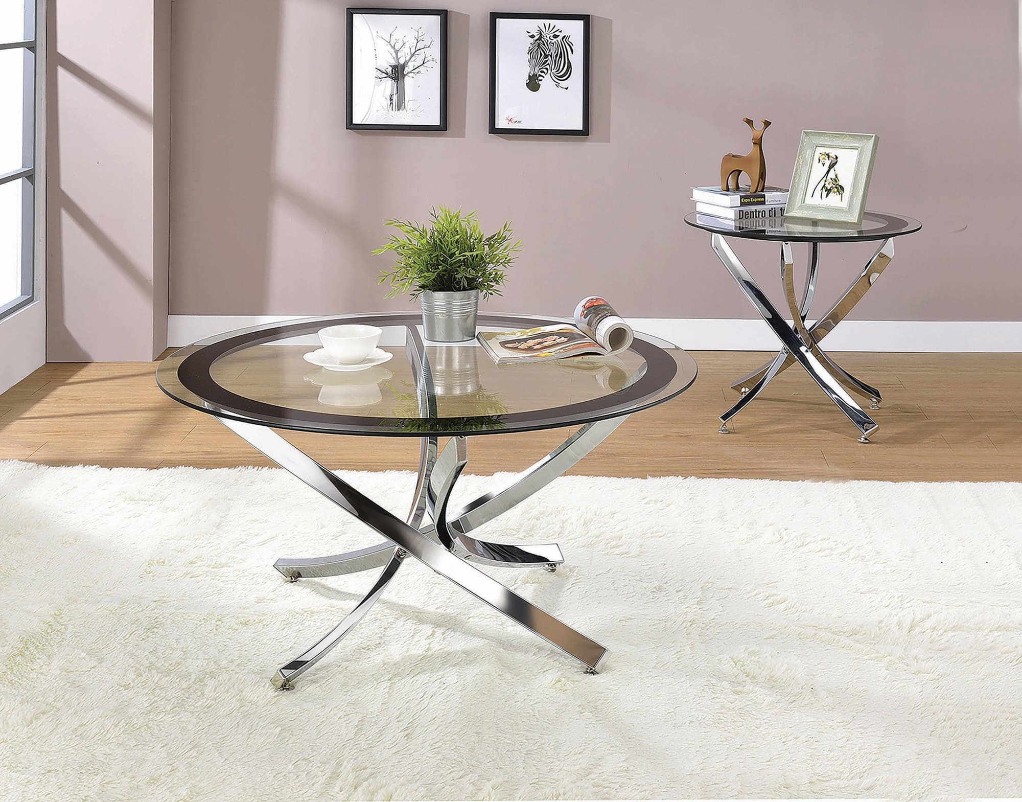 Brooke Glass Top Coffee Table Chrome Black