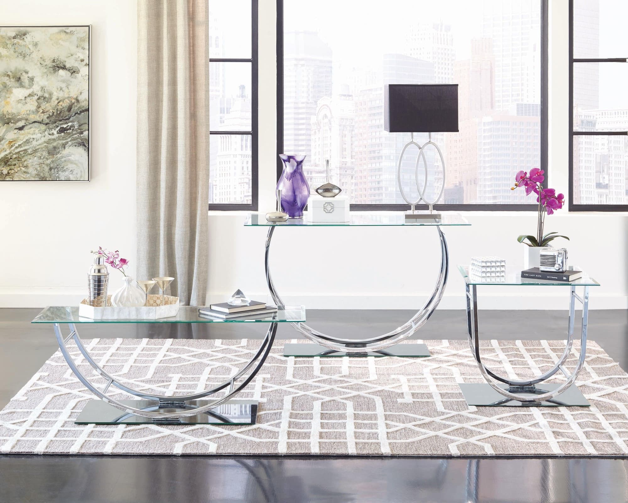 Danville U shaped End Table Chrome - Image 1