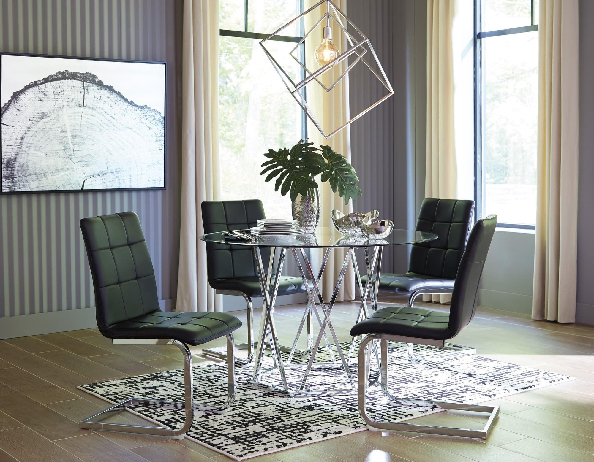 Madenere Chrome Black Dining Room Set - Image 1