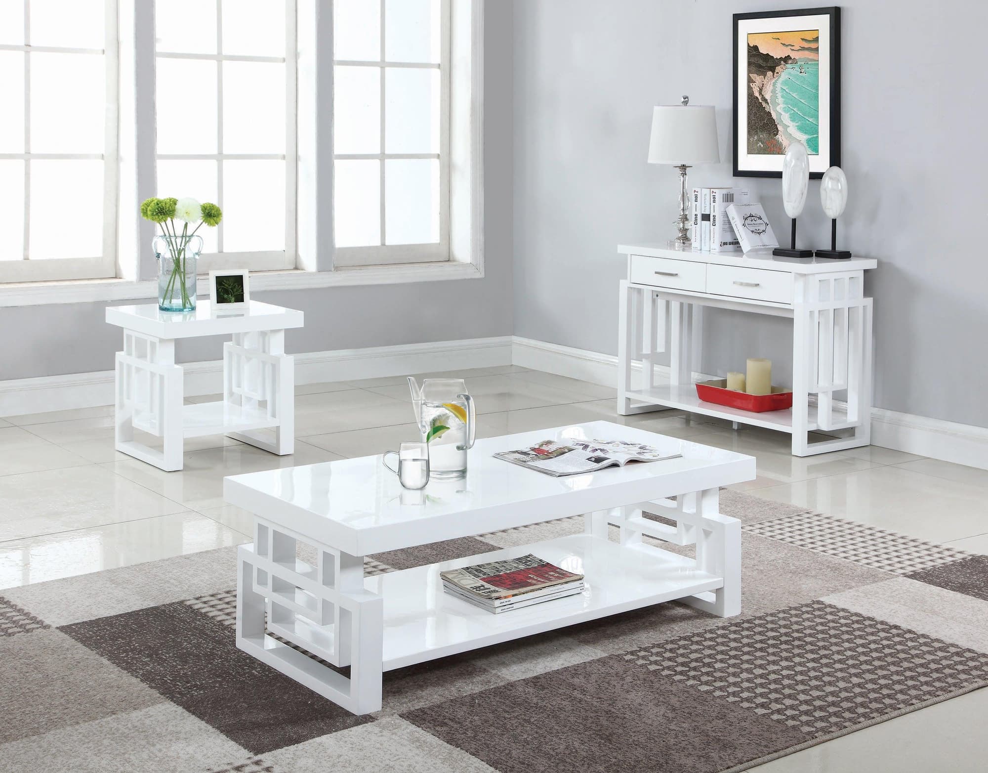 Schmitt Rectangular End Table High Glossy White - Image 1