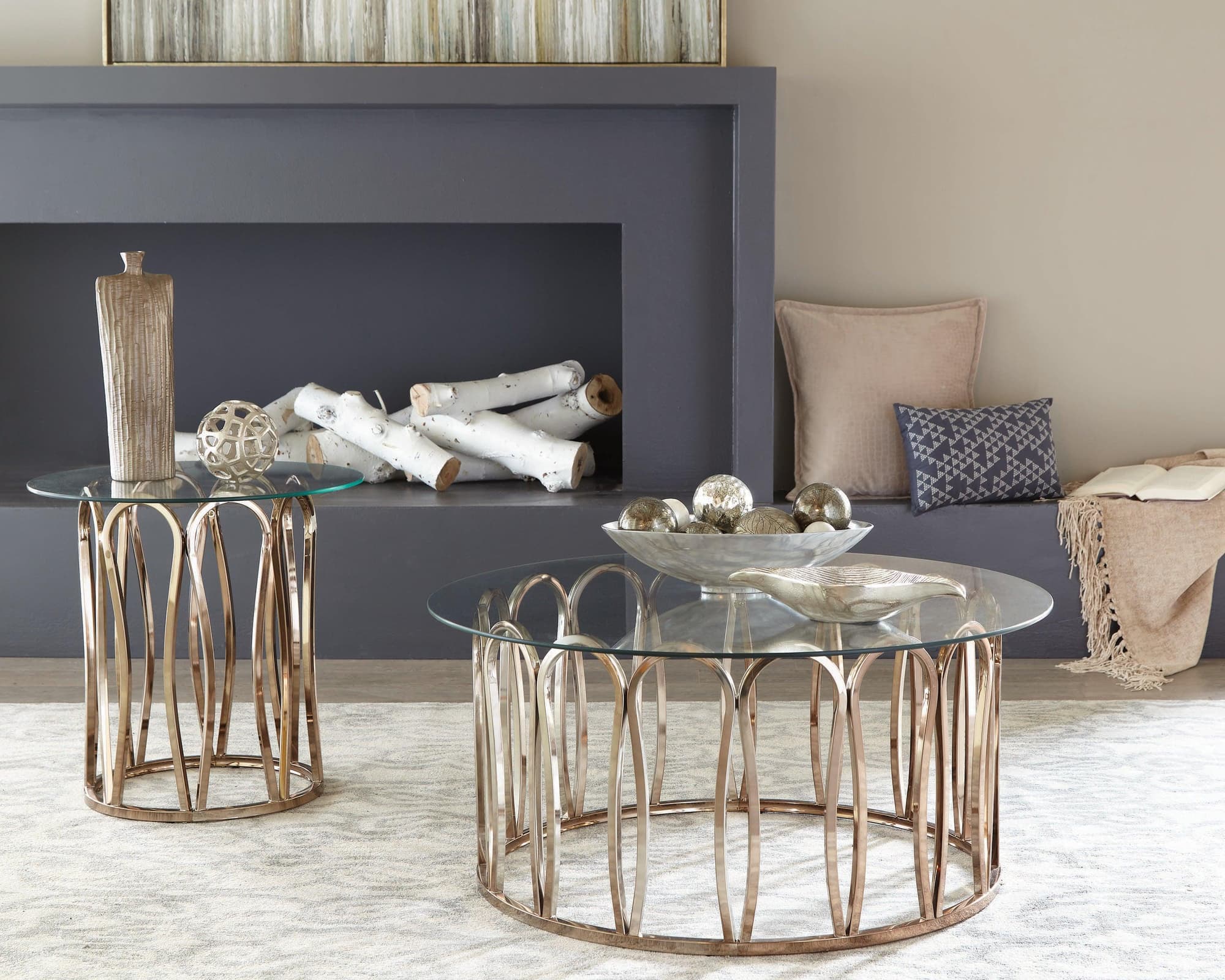 Monett Round End Table Chocolate Chrome Clear - Image 1