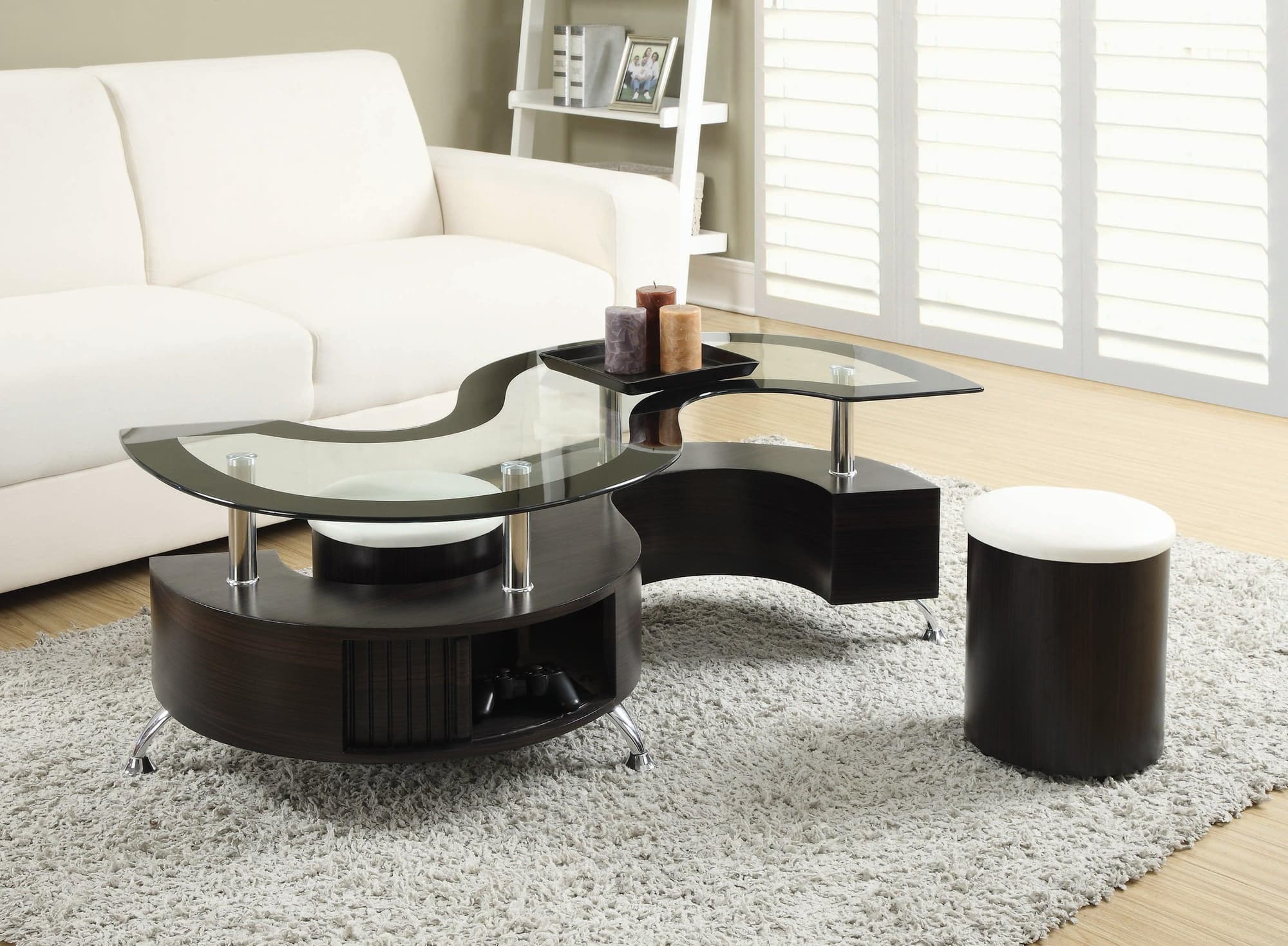Buckley 3-Piece Coffee Table Stools Set Cappuccino - Image 1