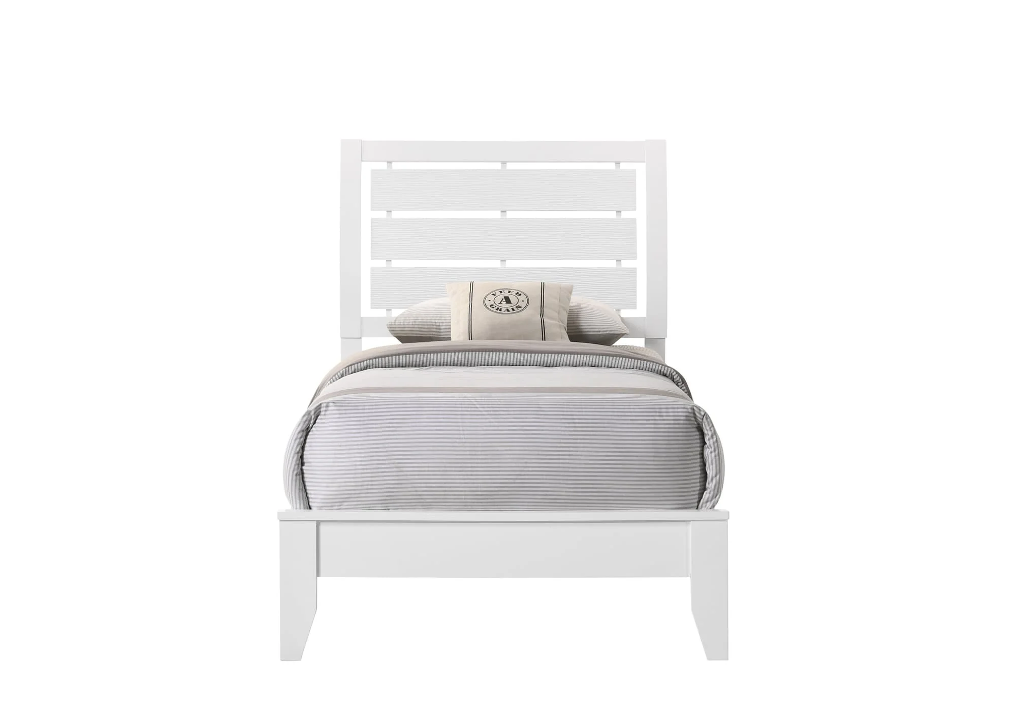 Evan White Veneer Sleigh Twin Bed - Image 1