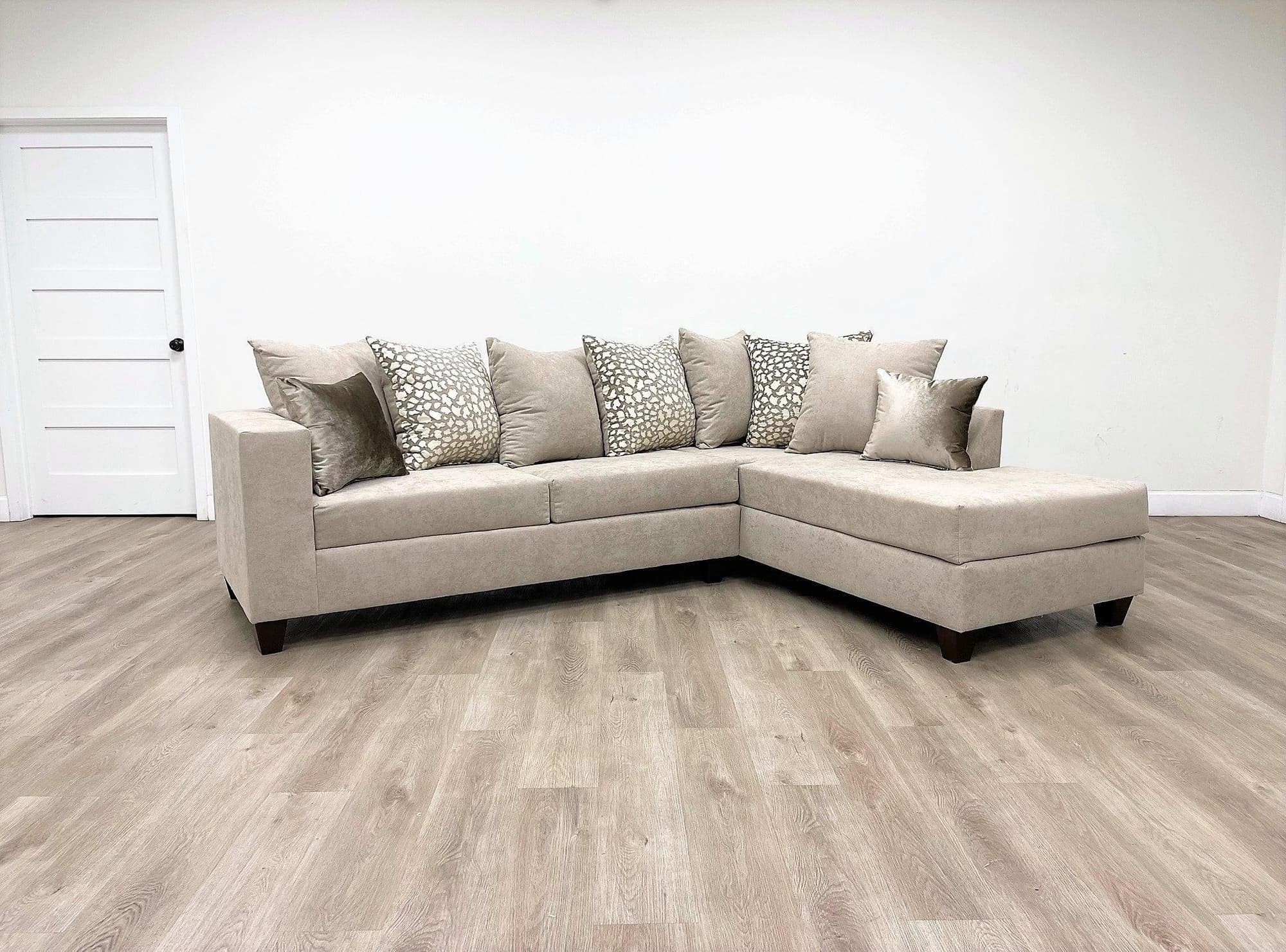 Hollywood Beige Thick Fabric Chenille Upholstered Sectional - Image 1