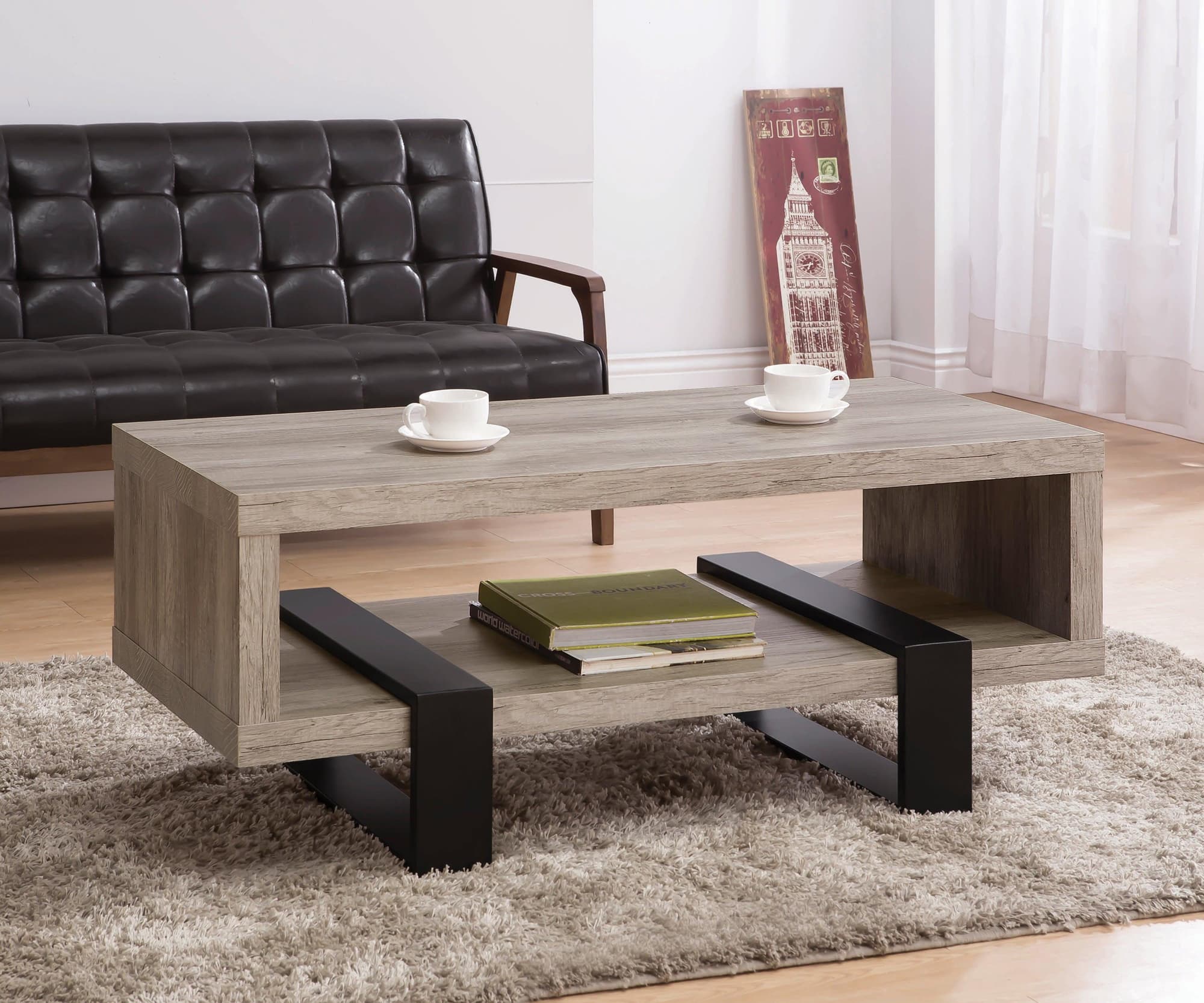 Dinard Coffee Table With Shelf Gray Driftwood - Image 1