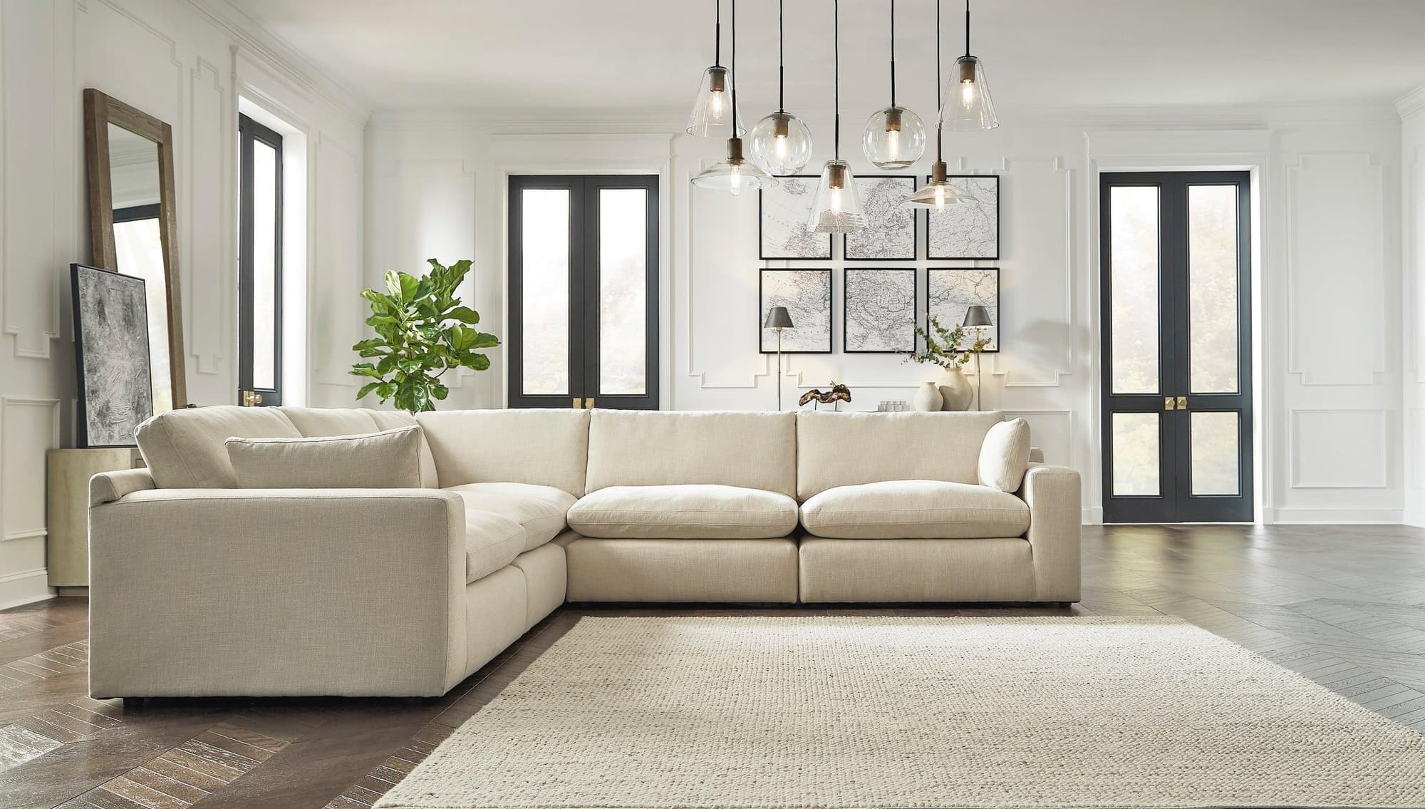 Linen Feather Fiber Blend Oversized Sectional - Image 1