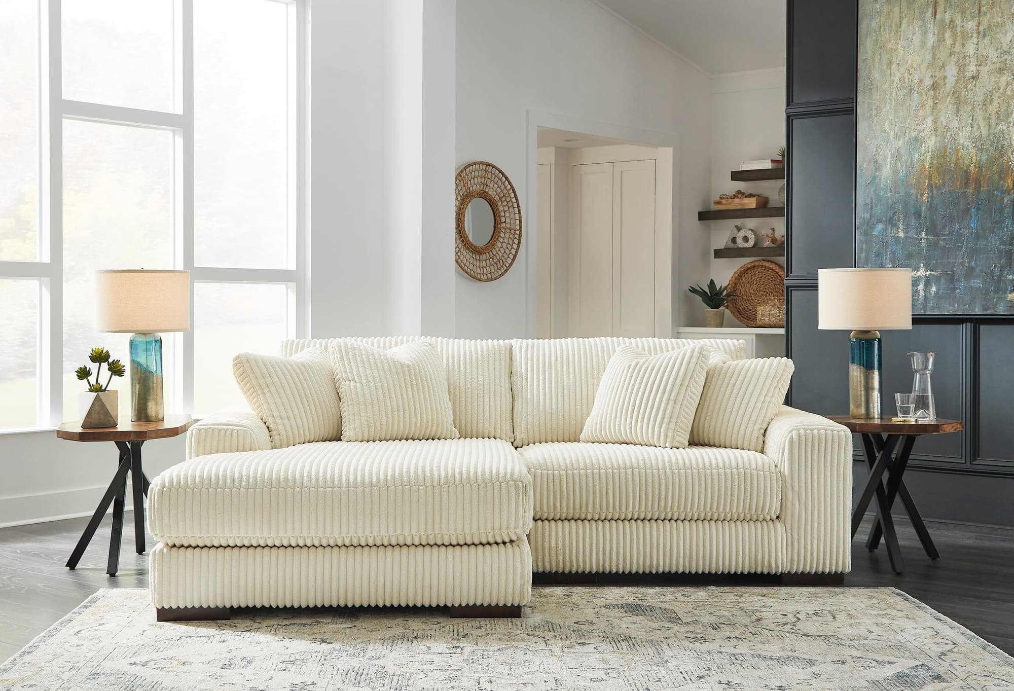 Foa Ivory Upholstered 2-Piece Sectional LAF Chaise - Image 1