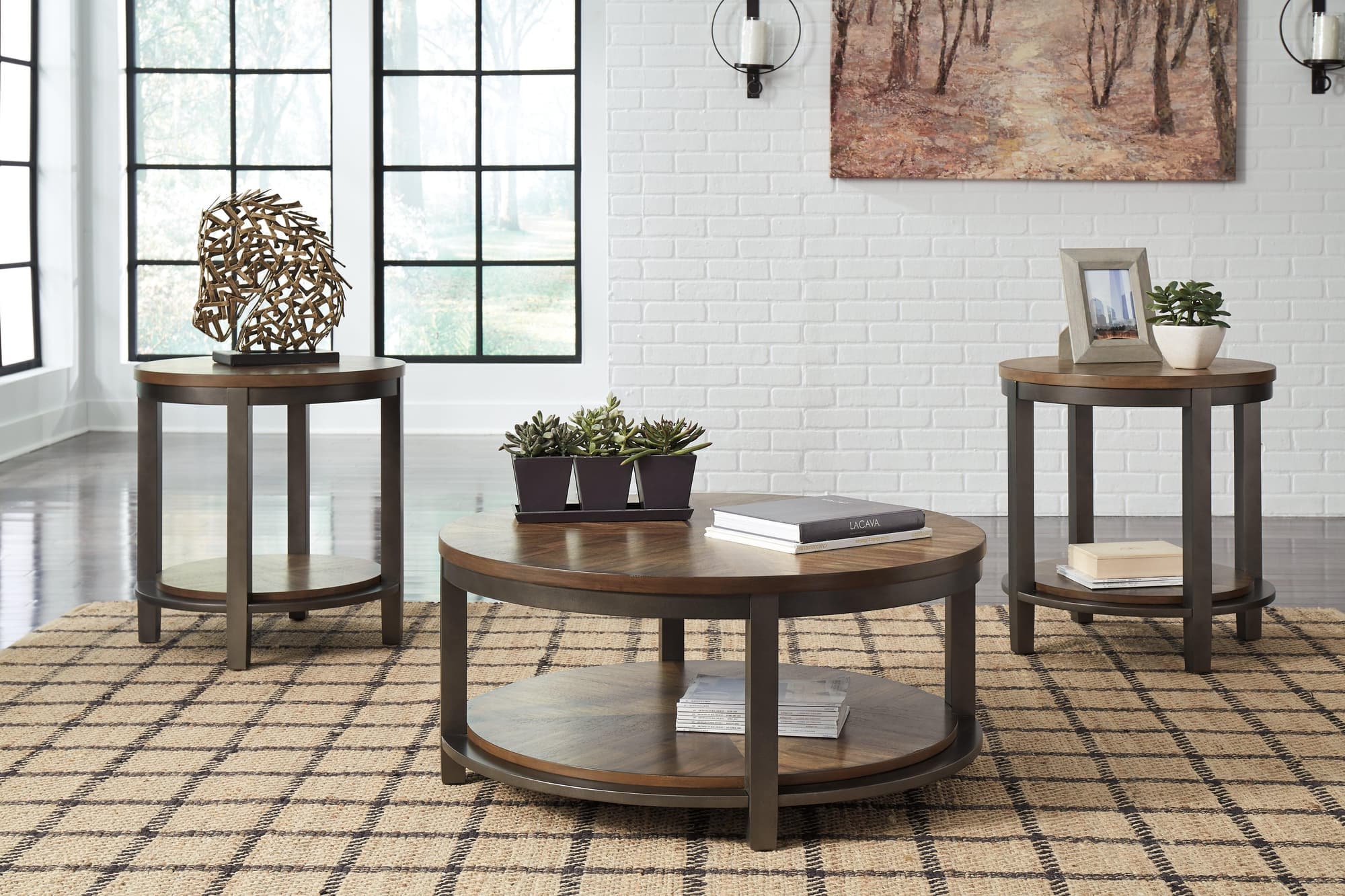 Roybeck Light Brown Bronze Table (Set of 3)