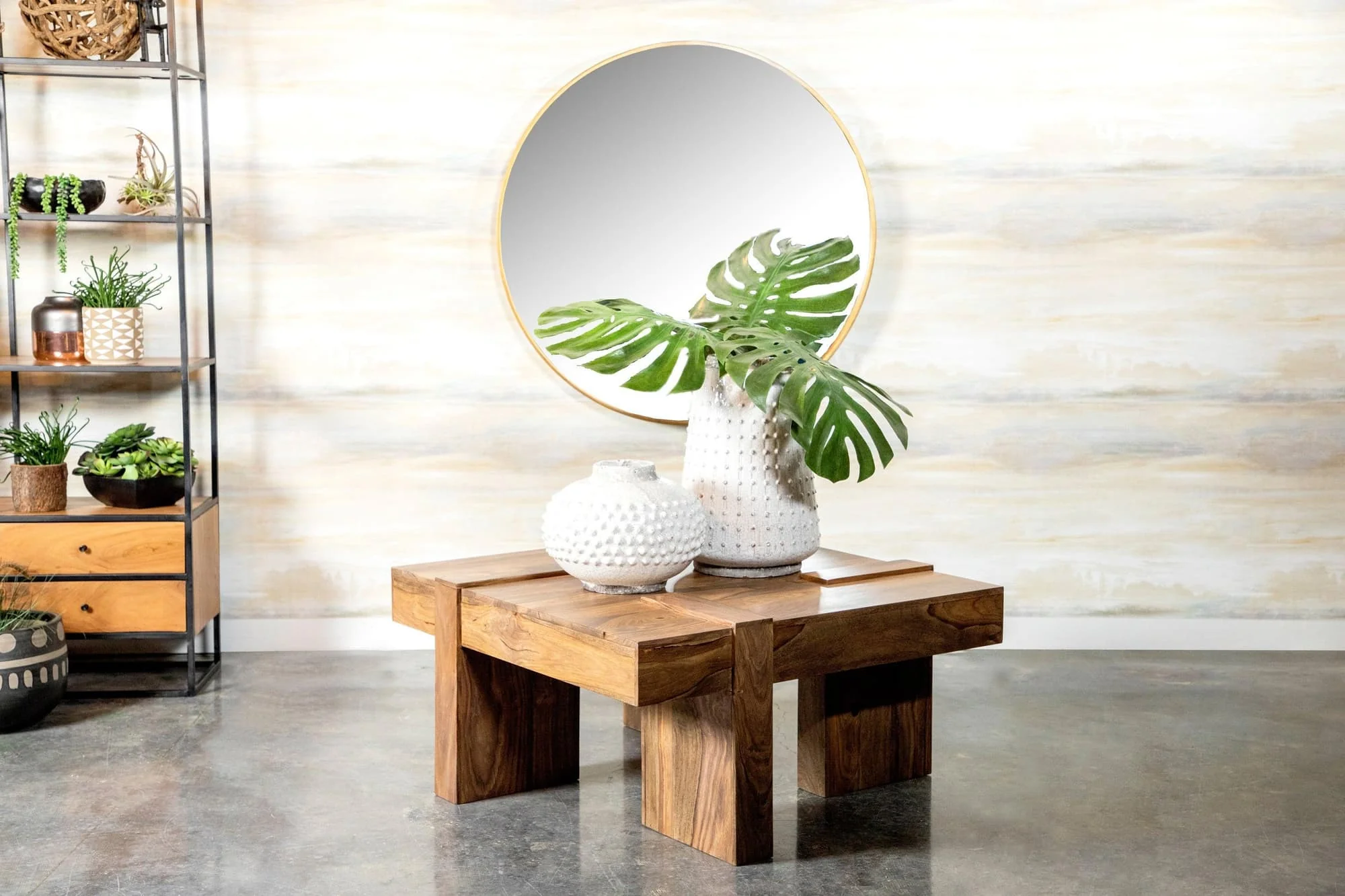 Skeet Wooden Square Coffee Table Natural Sheesham - Image 1