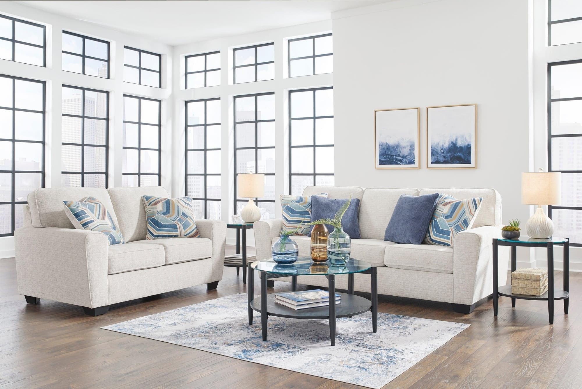 Ashley Snow Fabric Upholstered Sofa Loveseat - Image 1