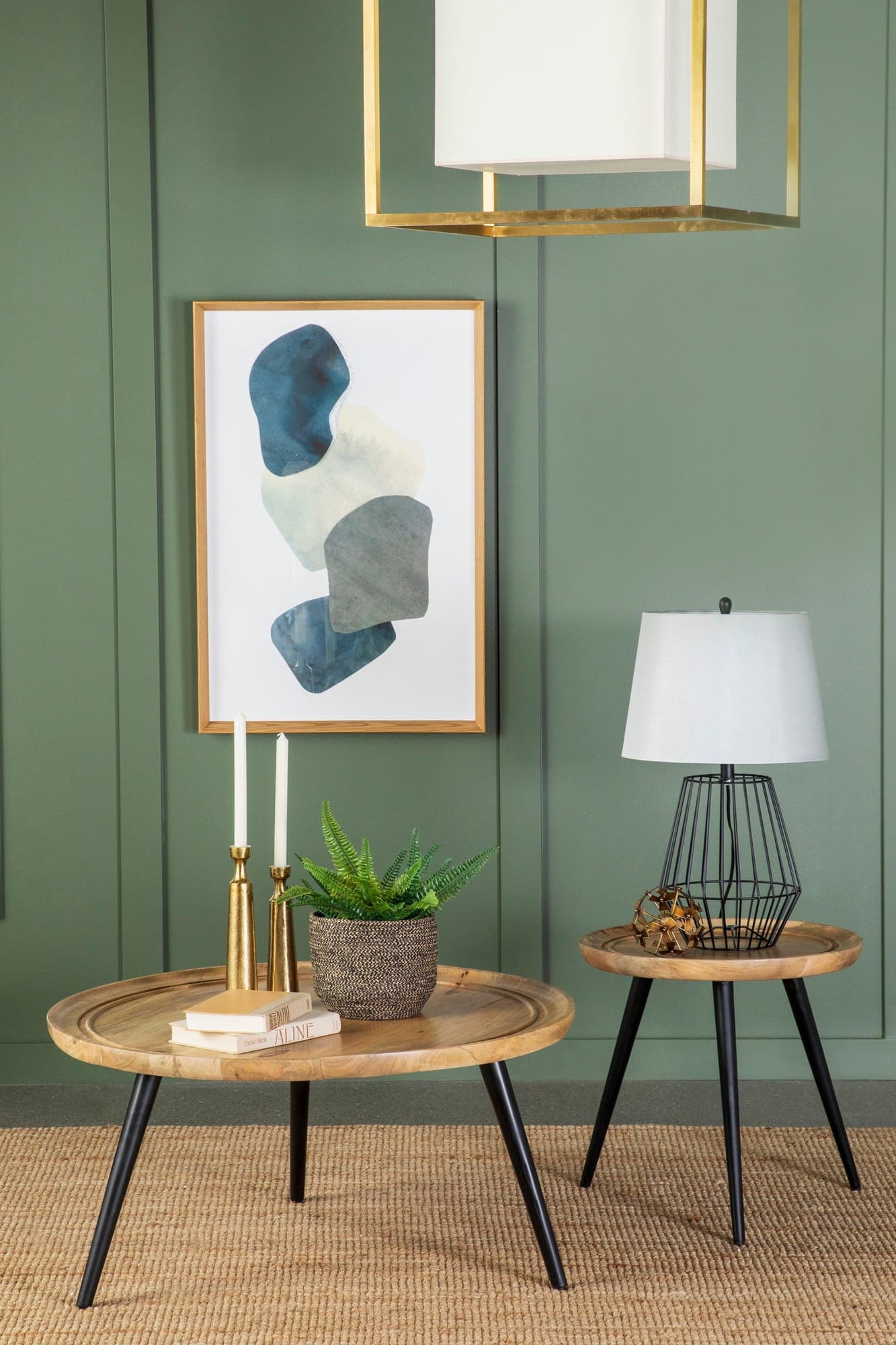 Zoe Round End Table With Trio Legs Natural Black