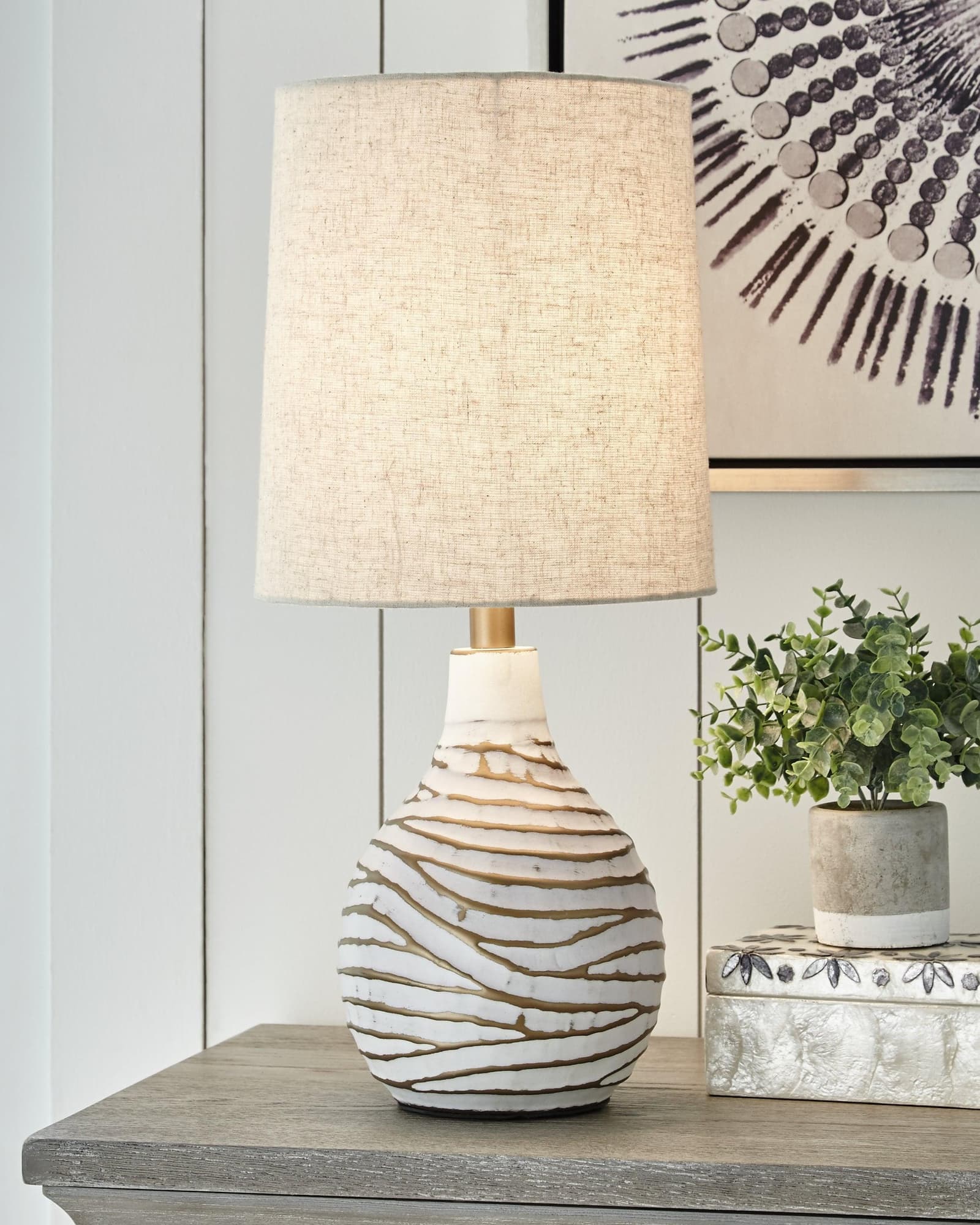 Aleela White Gold Finish Table Lamp