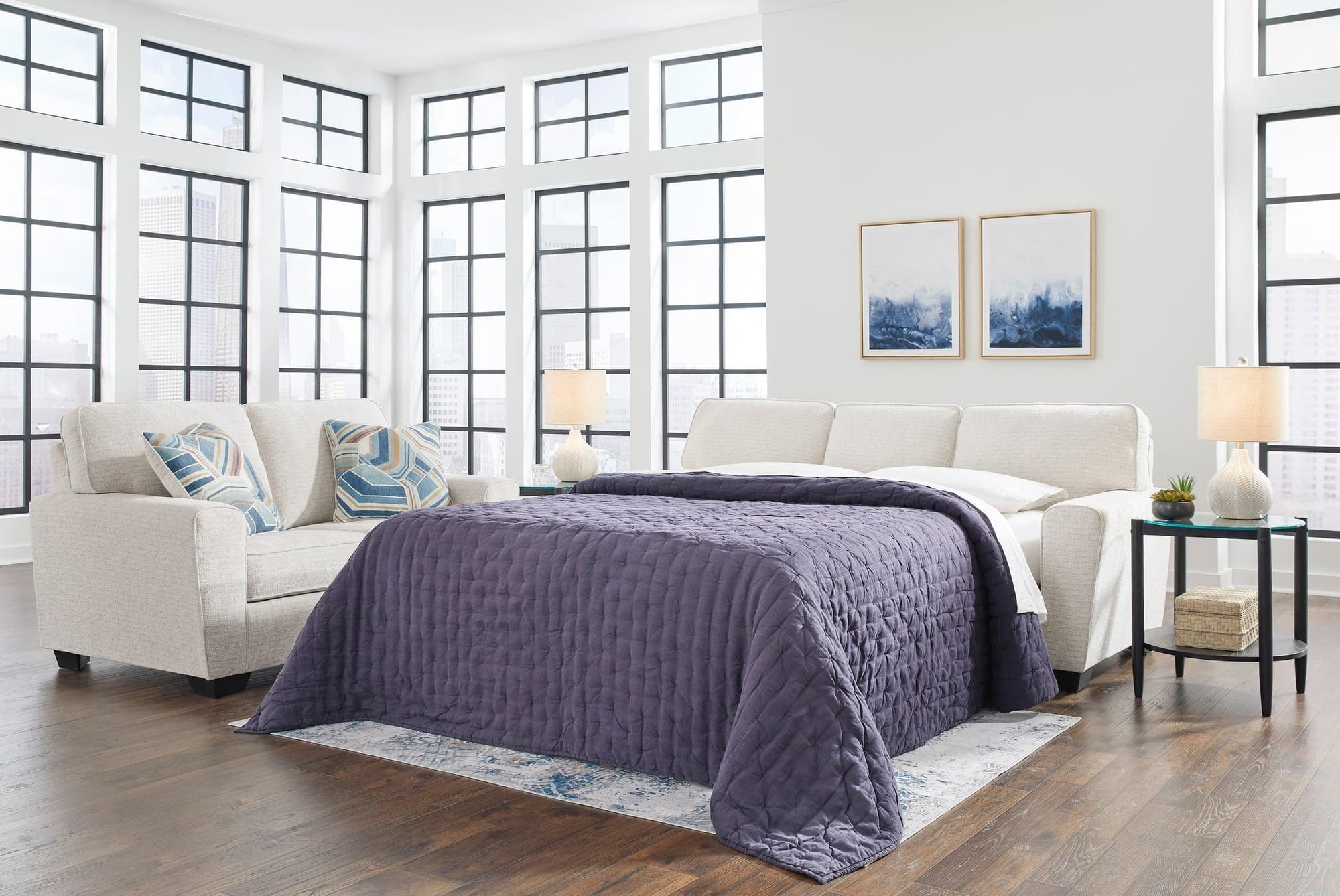 Snow Faux Fabric Upholstered Queen Sofa Sleeper