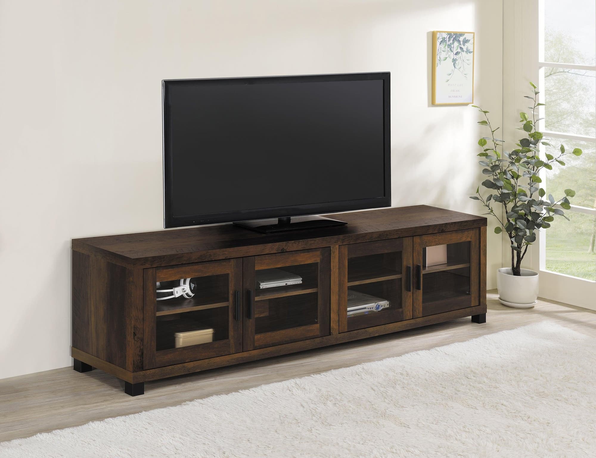 Sachin Rectangular TV Console With Glass Doors - Image 1