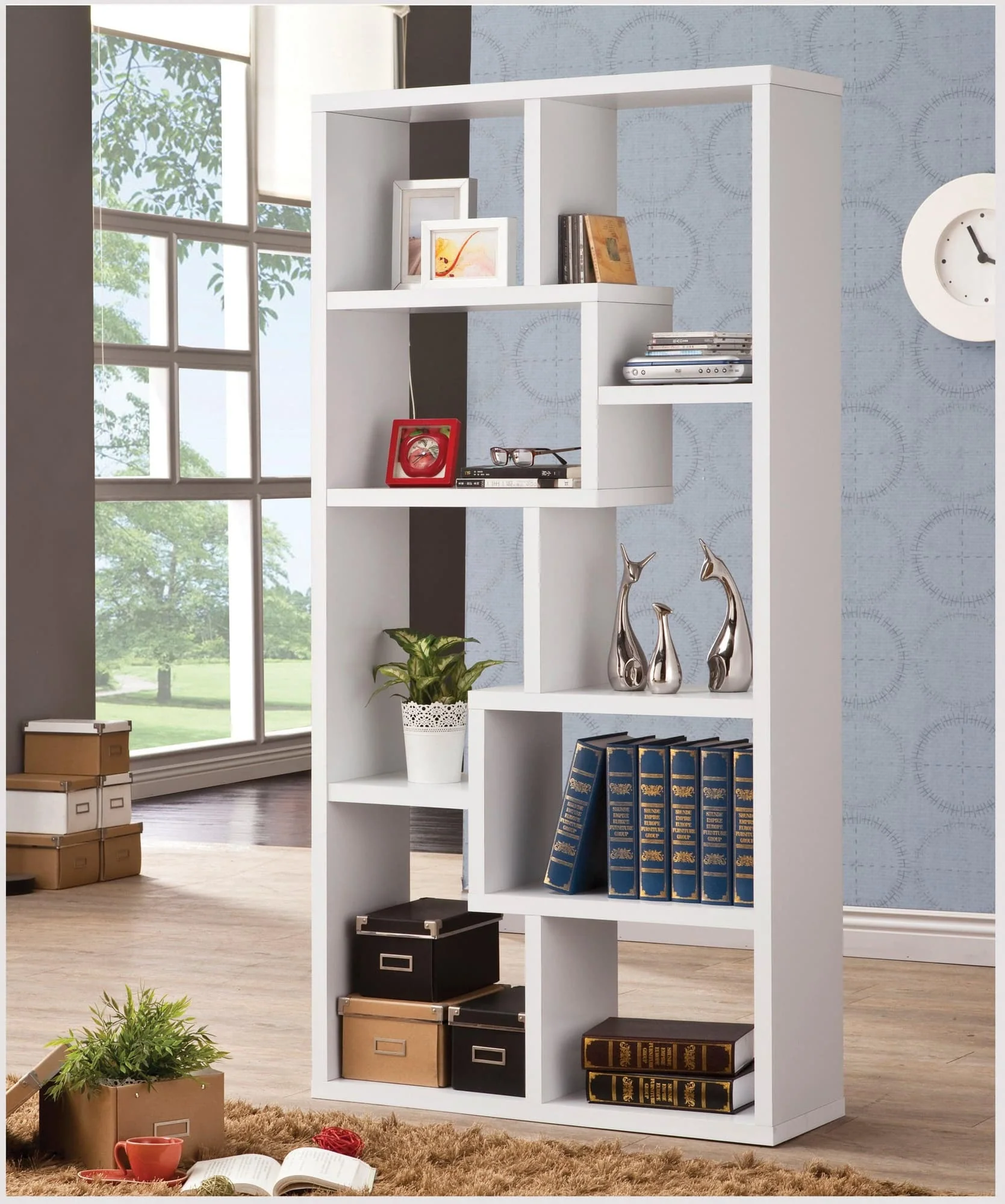 Theo 10 Shelf Bookcase White