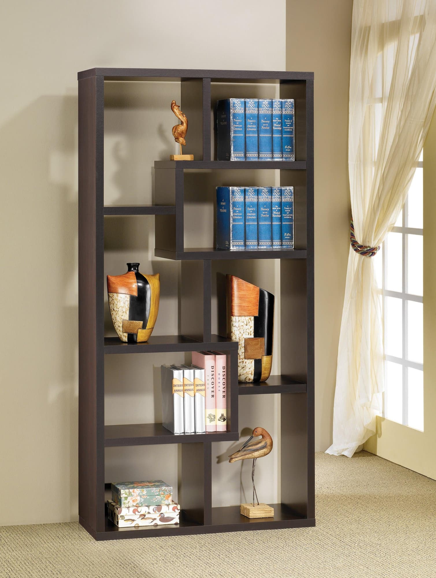 Theo 10 Shelf Bookcase Cappuccino