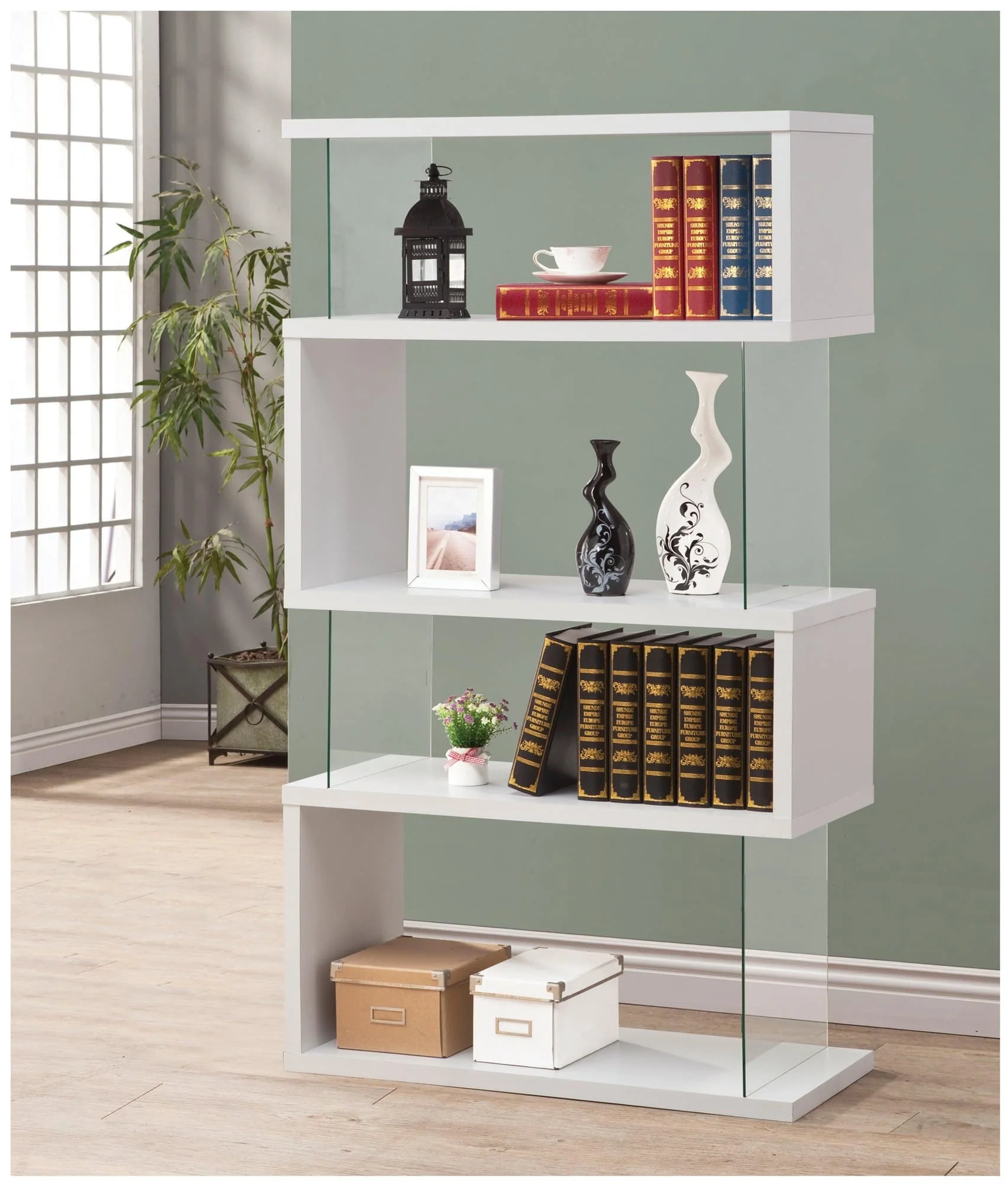 Emelle 4 tier Bookcase White Clear - Image 1