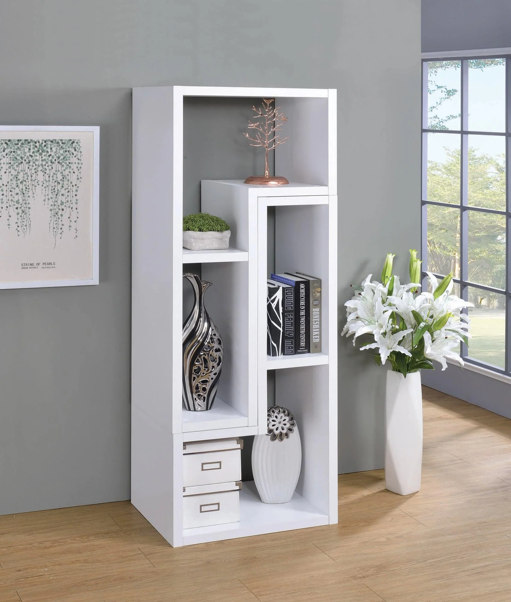 Velma Convertible TV Console Bookcase White
