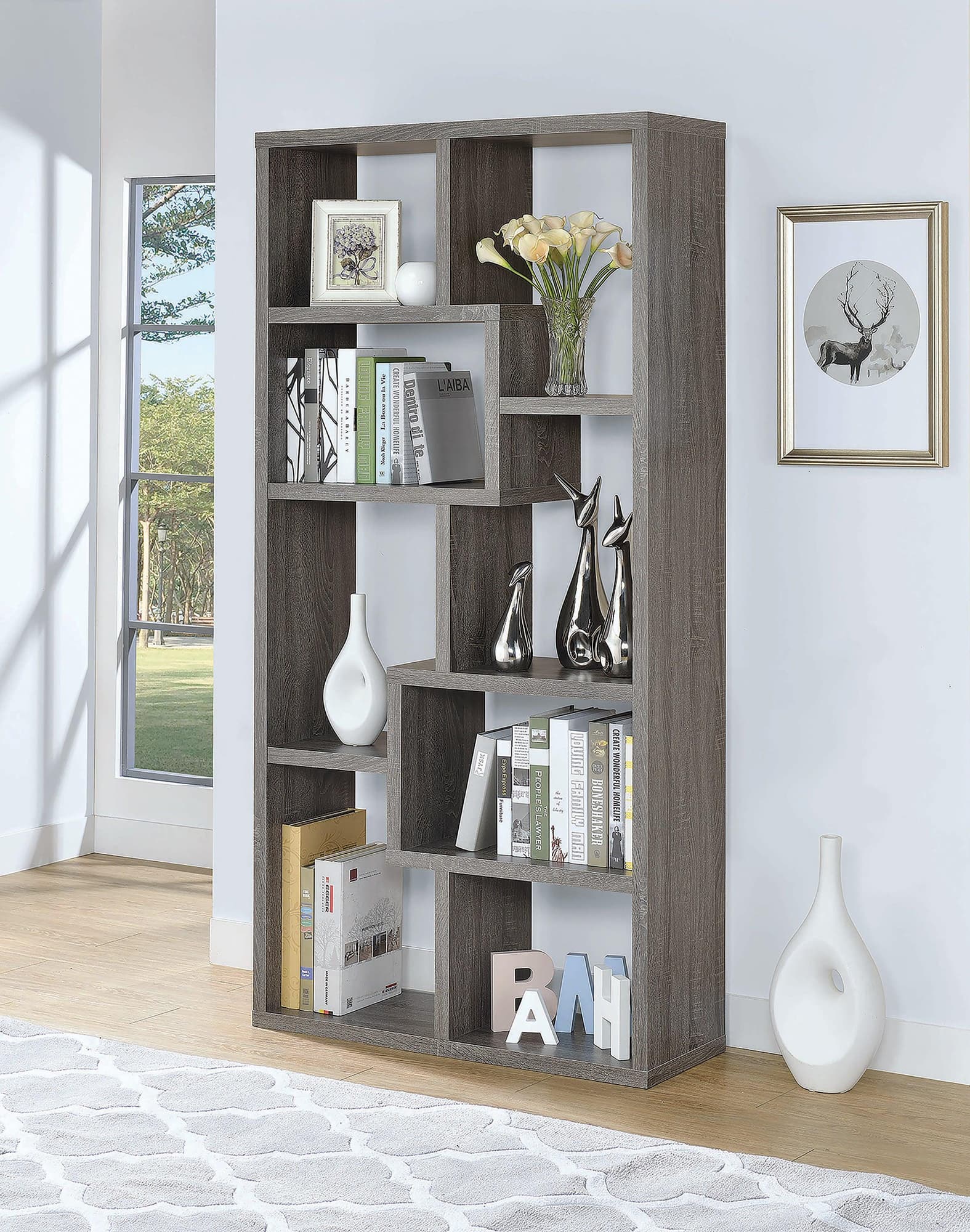 Theo 10 Shelf Bookcase Weathered Grey