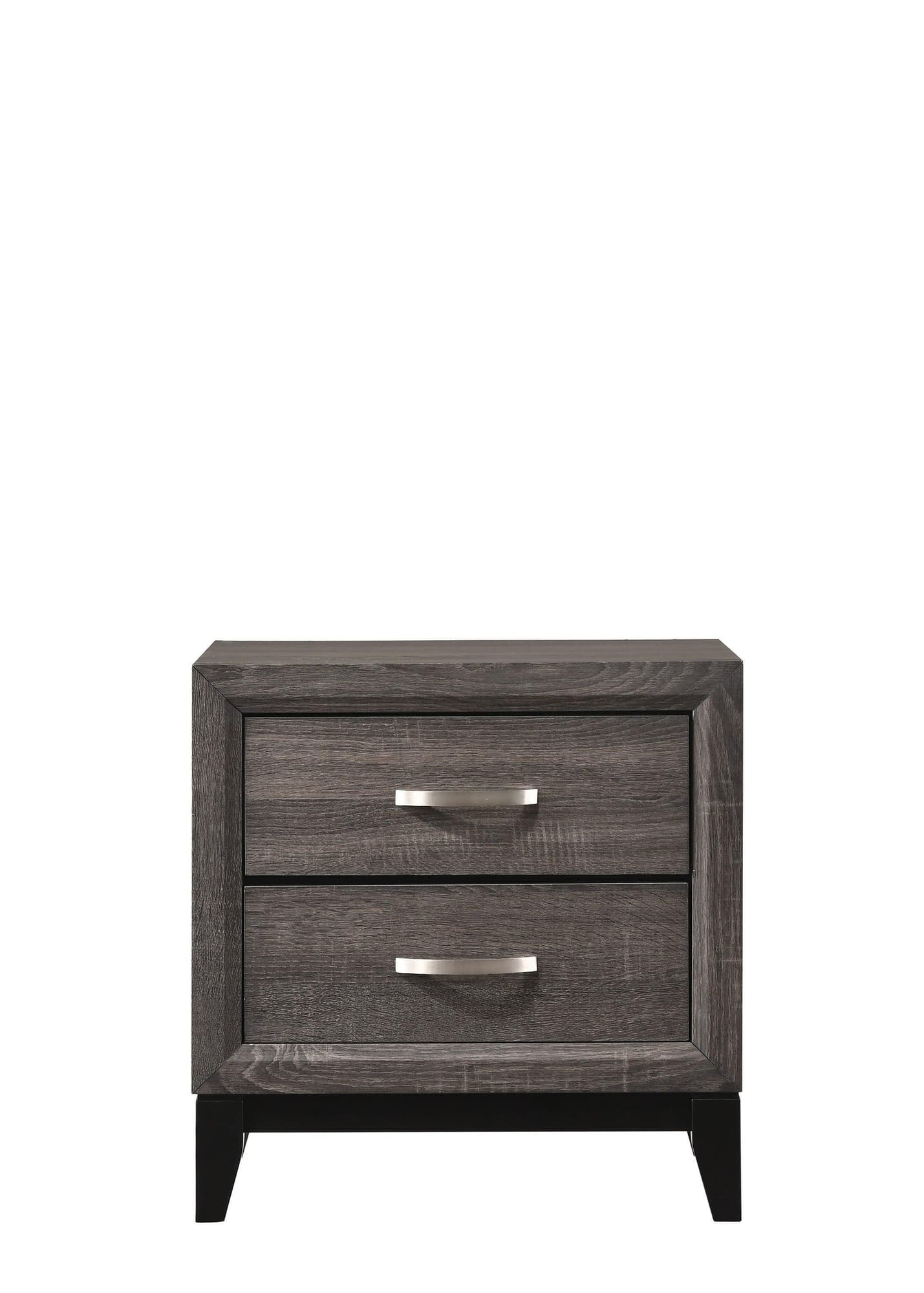 Akerson Nightstand Gray Curved 2 Drawers