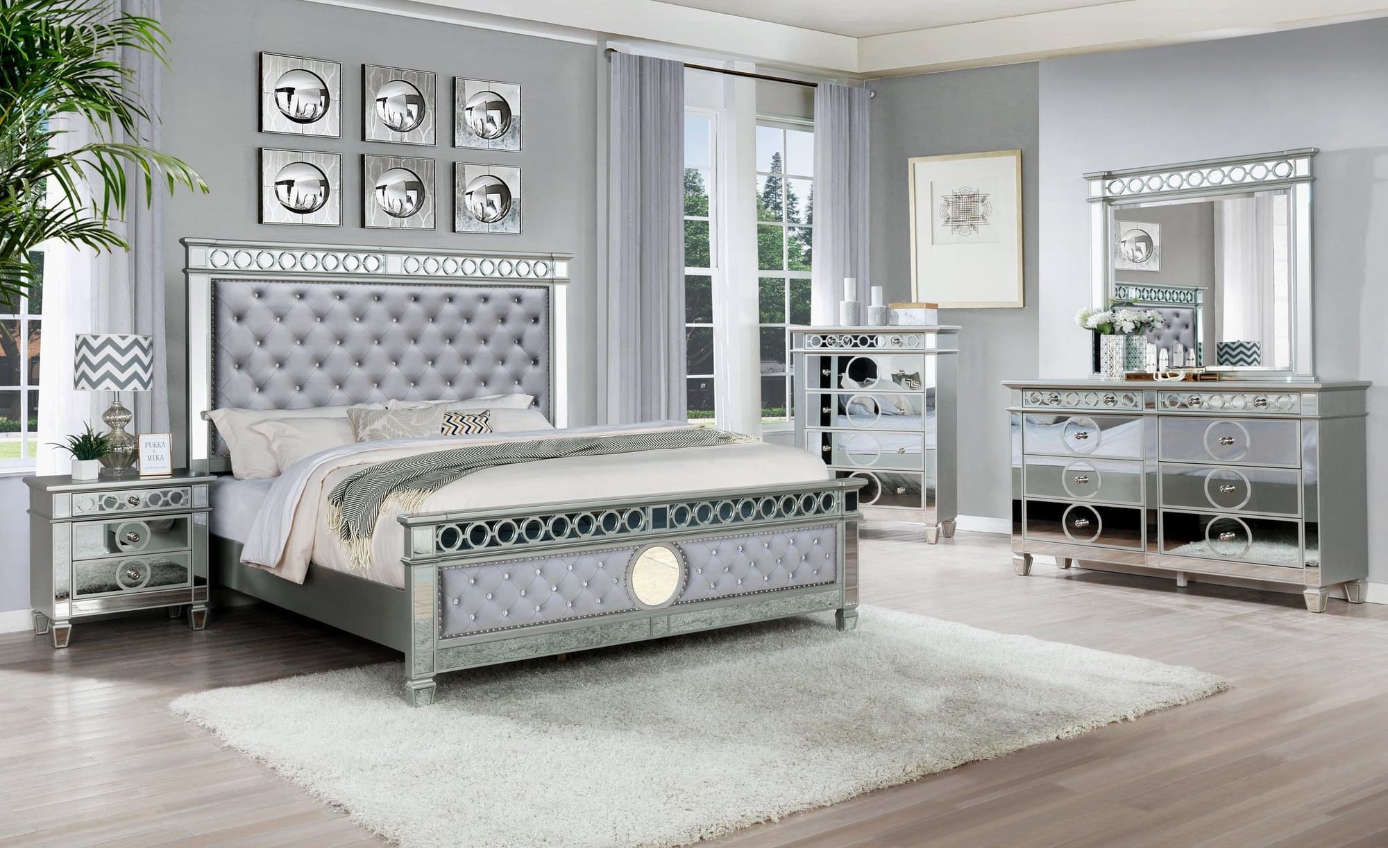 James Gray Silver Panel Bedroom Set - Image 1