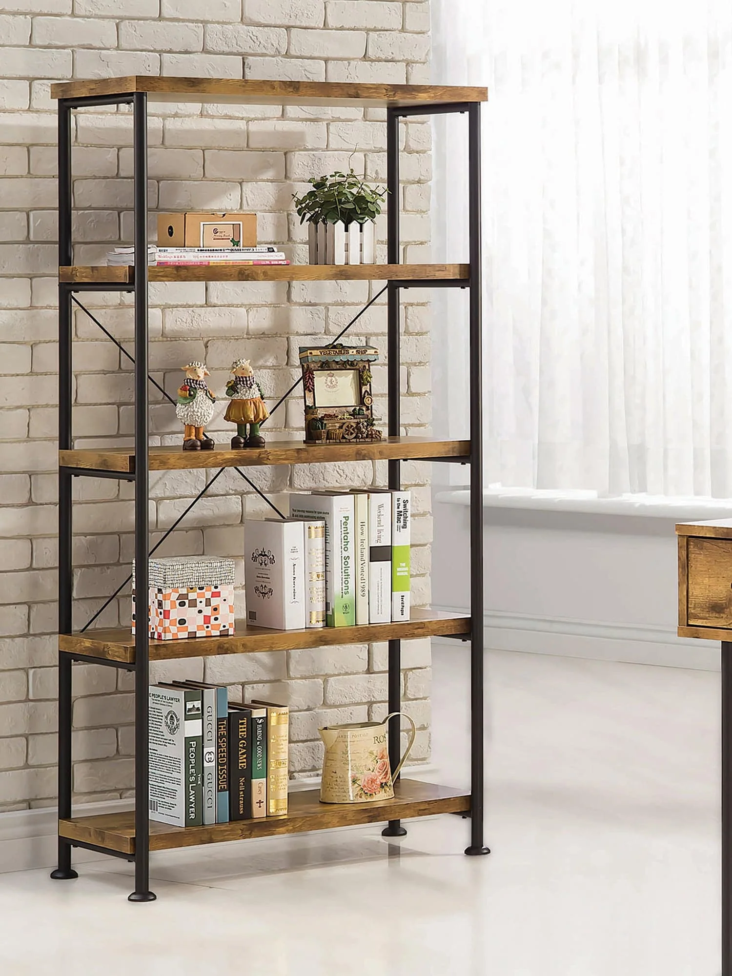 Analiese 4 Shelf Bookcase Antique Nutmeg