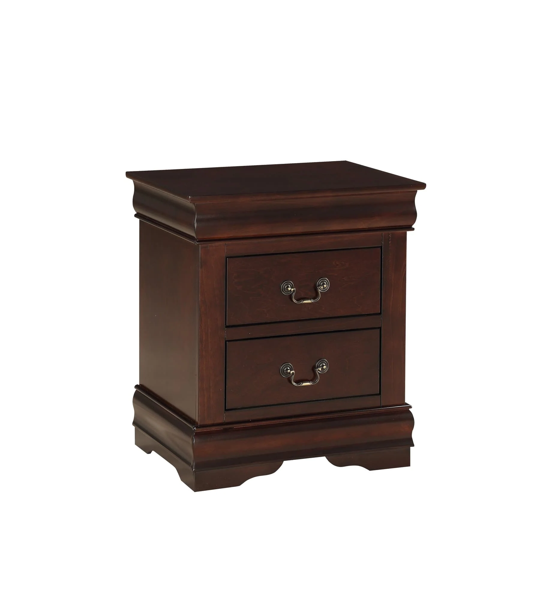 Louis Philip Nightstand Cherry Pewter 2 Drawers - Image 1