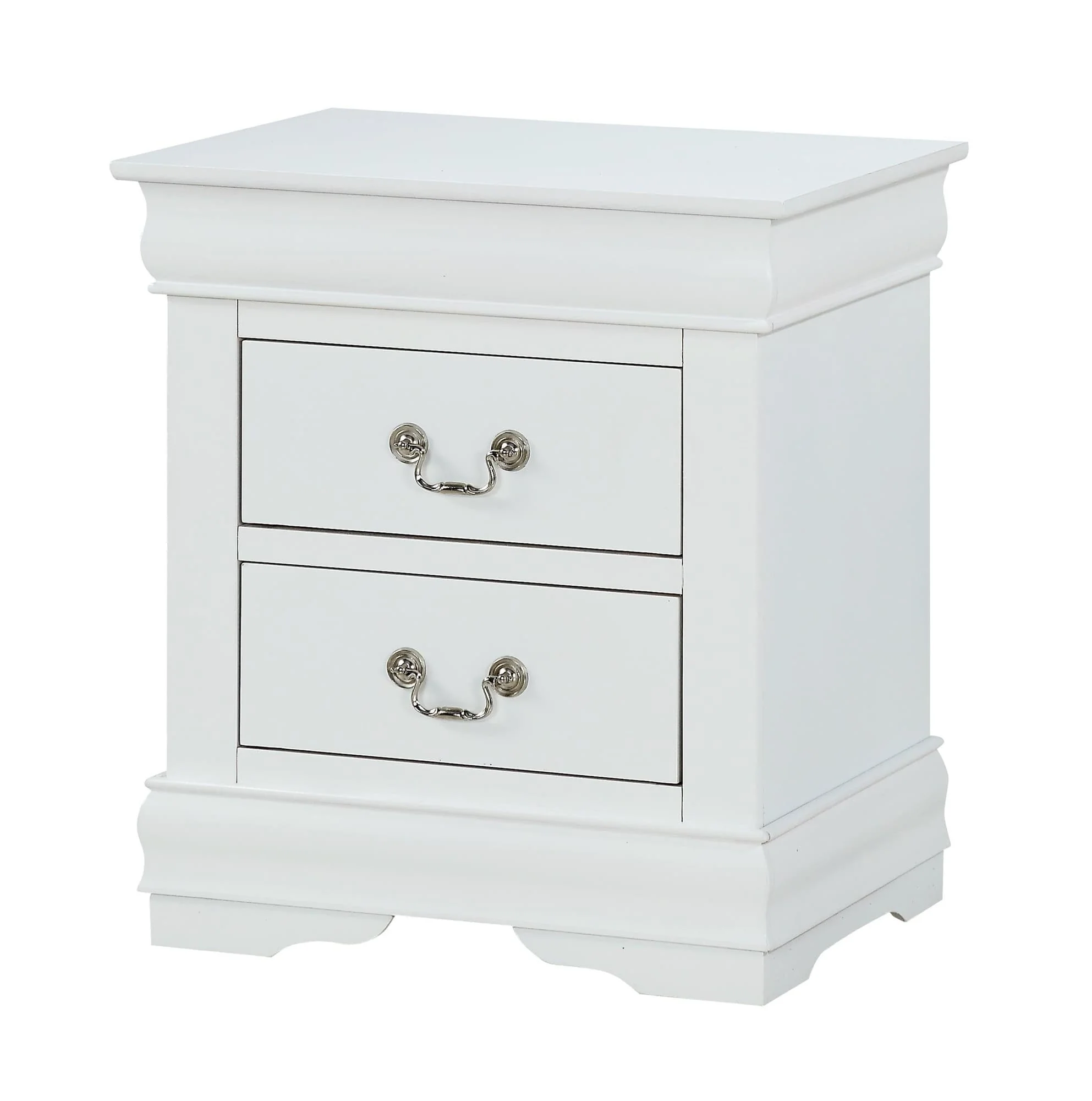 Louis Philip Nightstand White Pewter 2 Drawers - Image 1