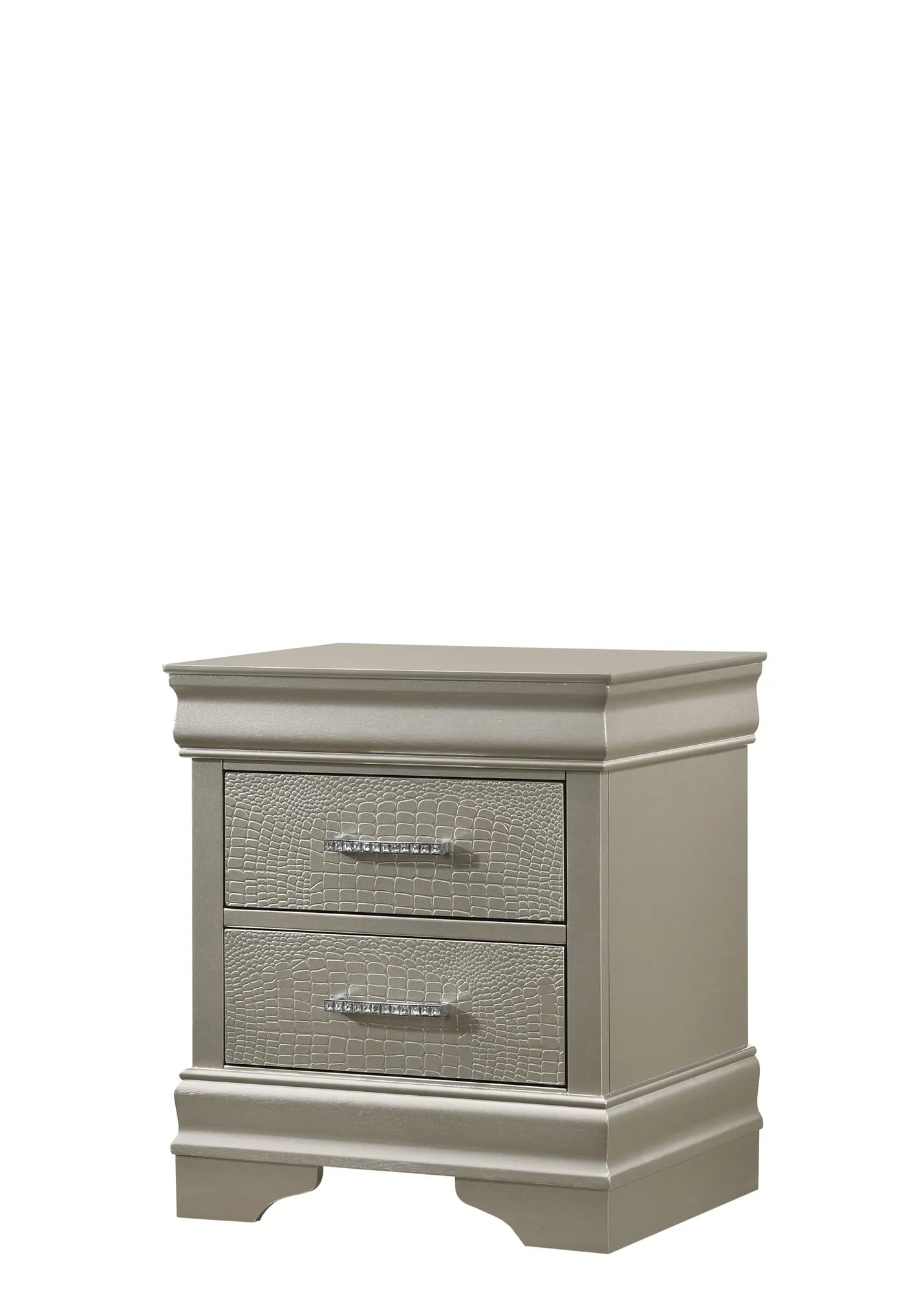 Amalia Nightstand Silver 2 Drawers