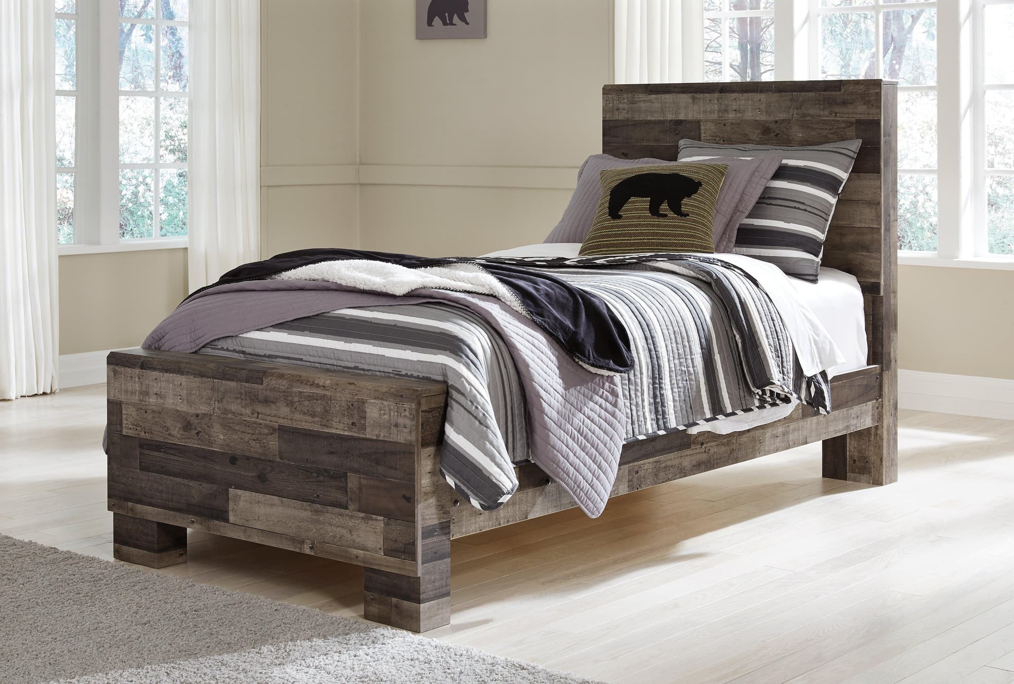 Derekson Multi Gray Twin Panel Bed - Image 1