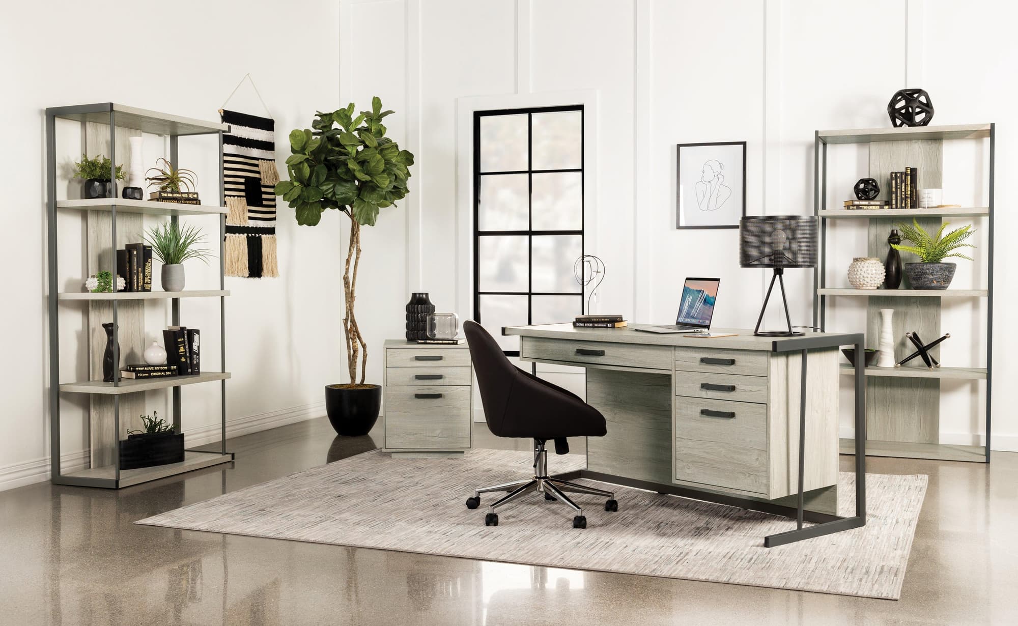 Loomis 4 Shelf Bookcase Whitewashed Grey - Image 1