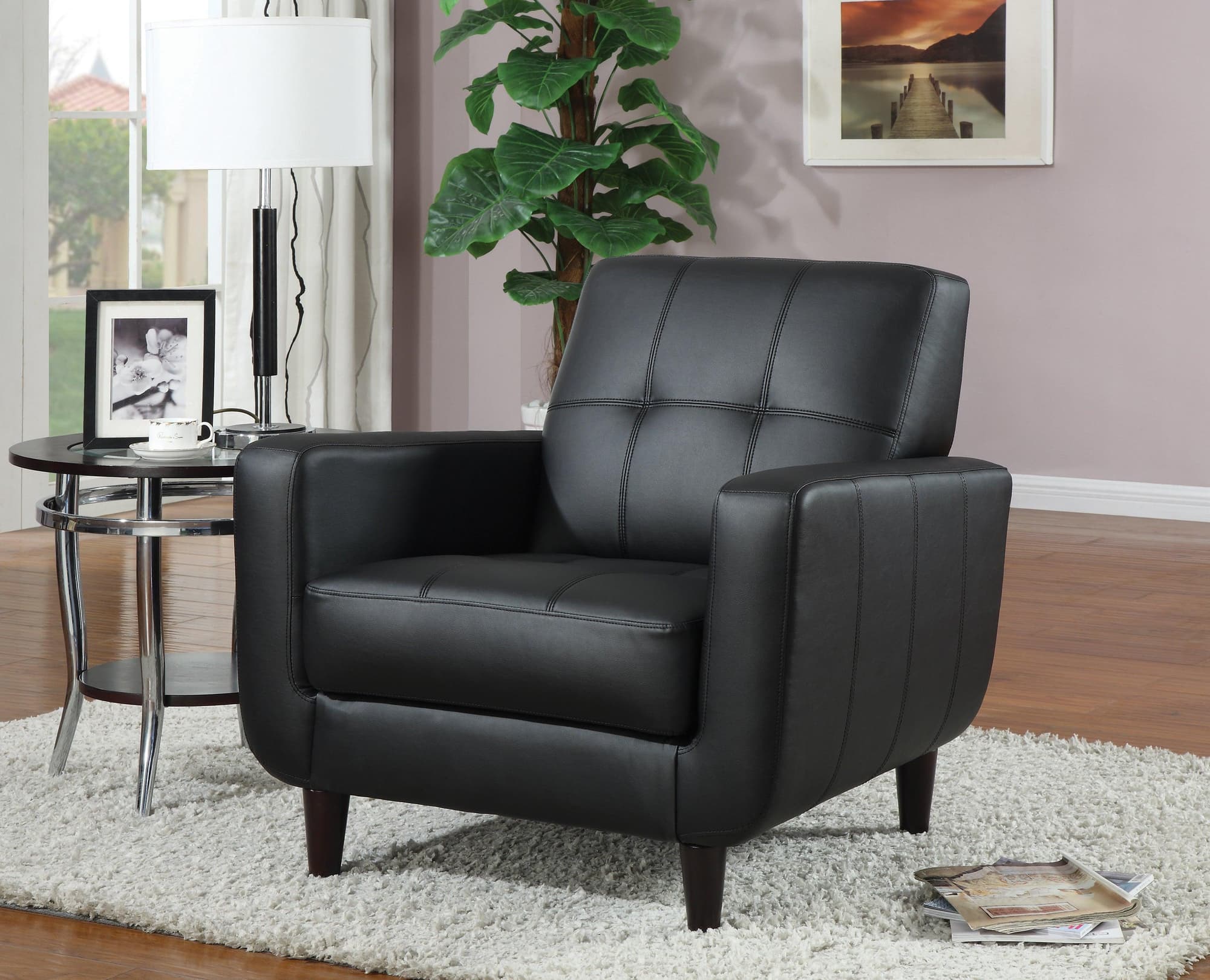 Aaron Padded Seat Accent Chair Black - Image 1
