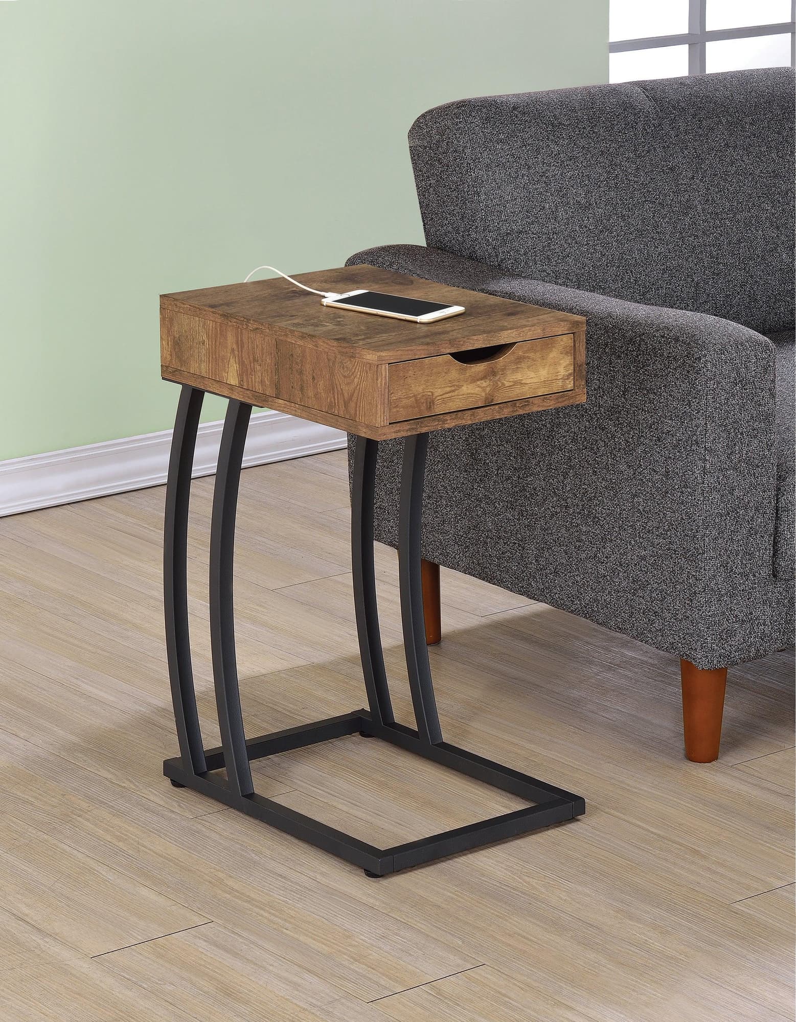 Troy Accent Table With Power Outlet Antique Nutmeg