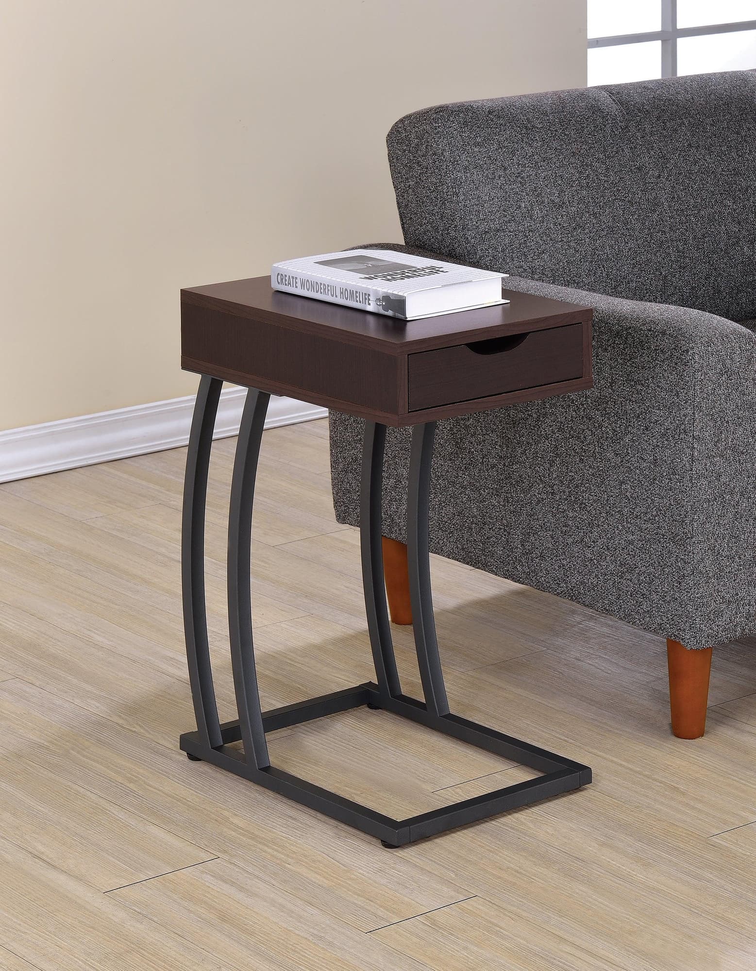 Troy Accent Table With Power Outlet Cappuccino