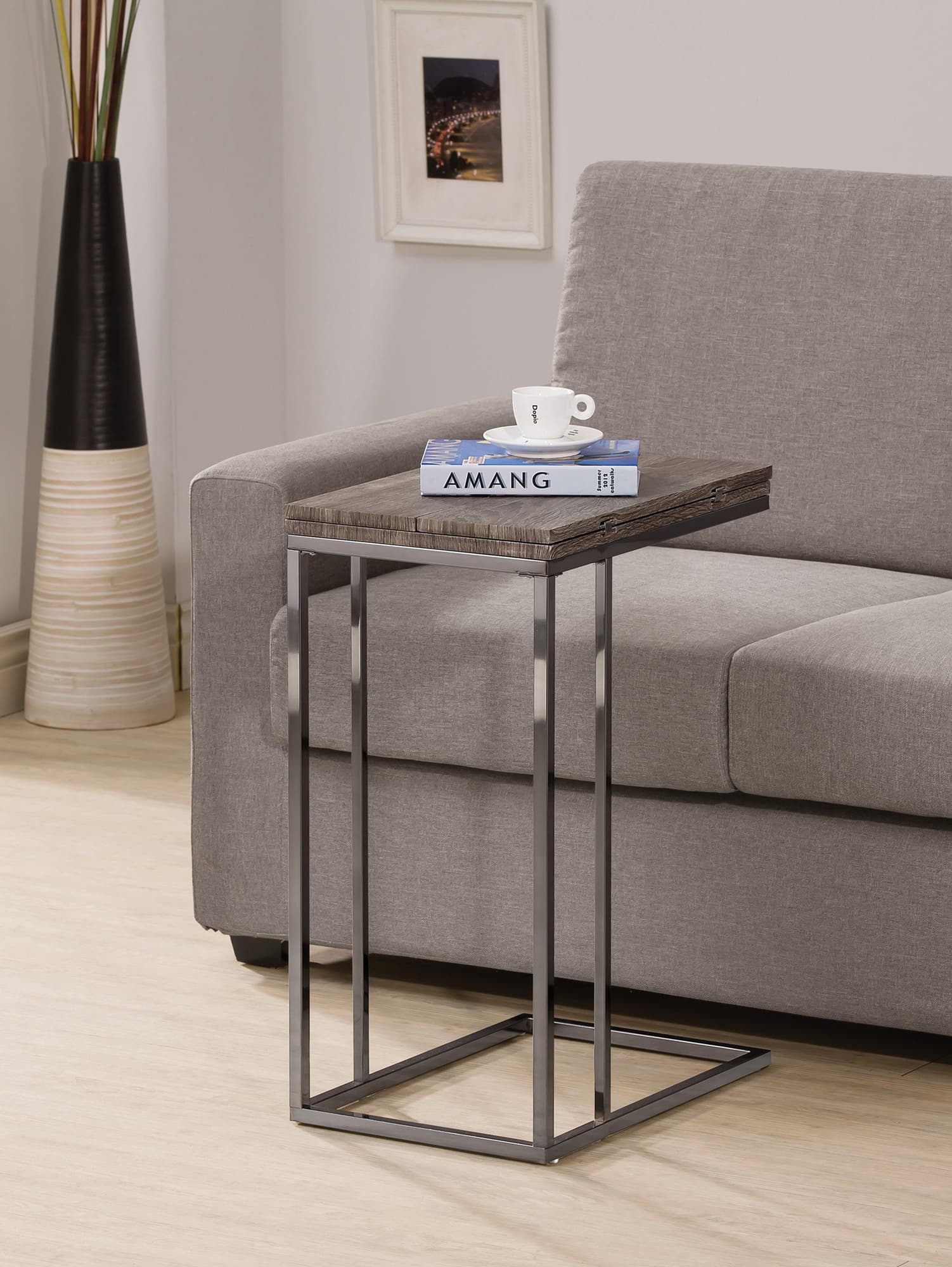 Pedro Expandable Top Accent Table Weathered Gray Black - Image 1