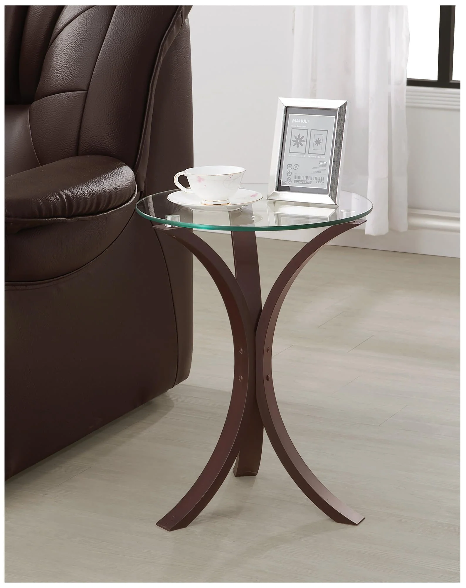 Edgar Round Accent Table Cappuccino - Image 1