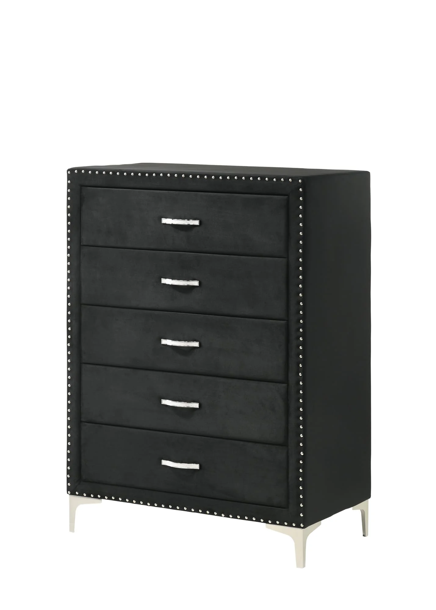 Lucinda Chest Black Fabric 5 Drawers - Image 1