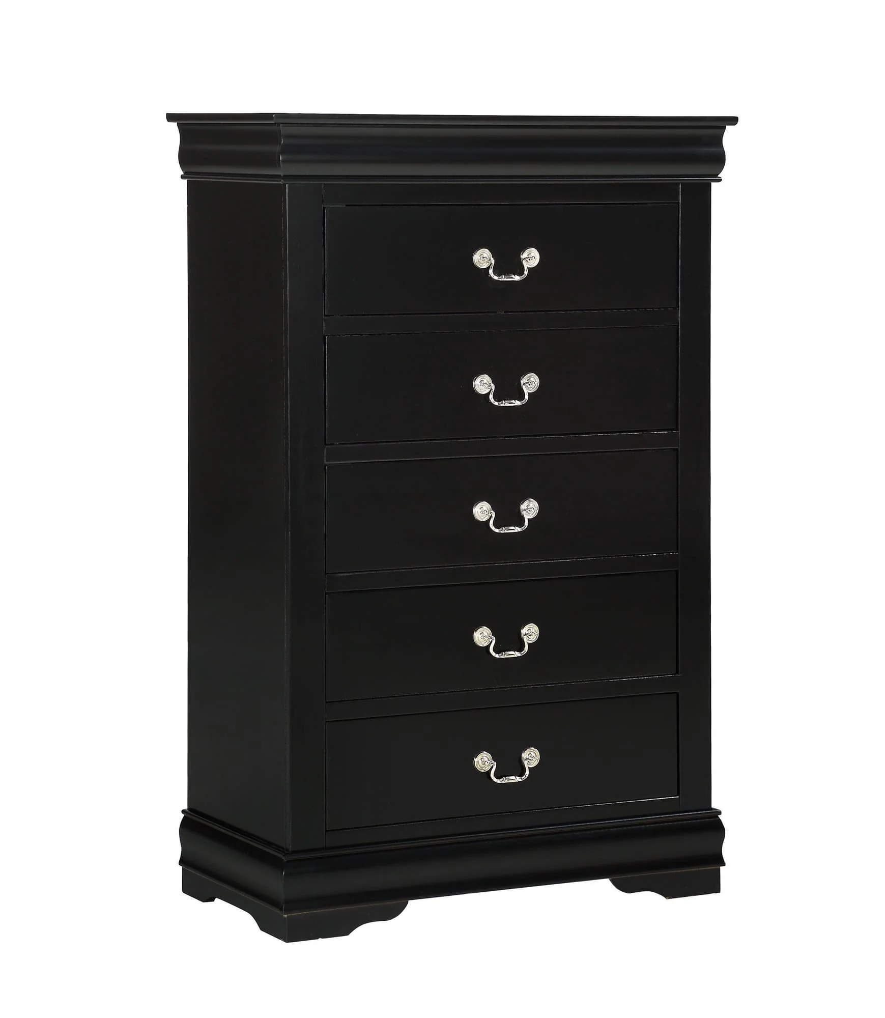 Louis Philip Chest Black Pewter 5 Drawers - Image 1