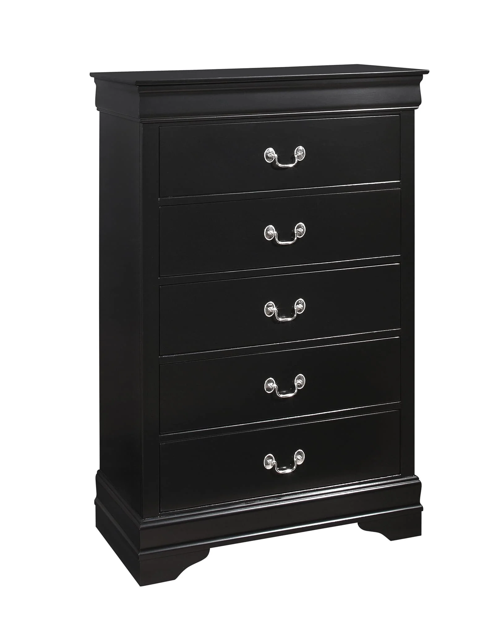 Louis Philip 5 D Chest Black Pewter 5 Drawers - Image 1