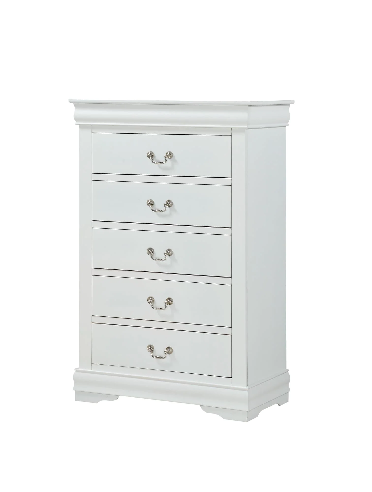 Louis Philip Chest White Pewter 5 Drawers - Image 1
