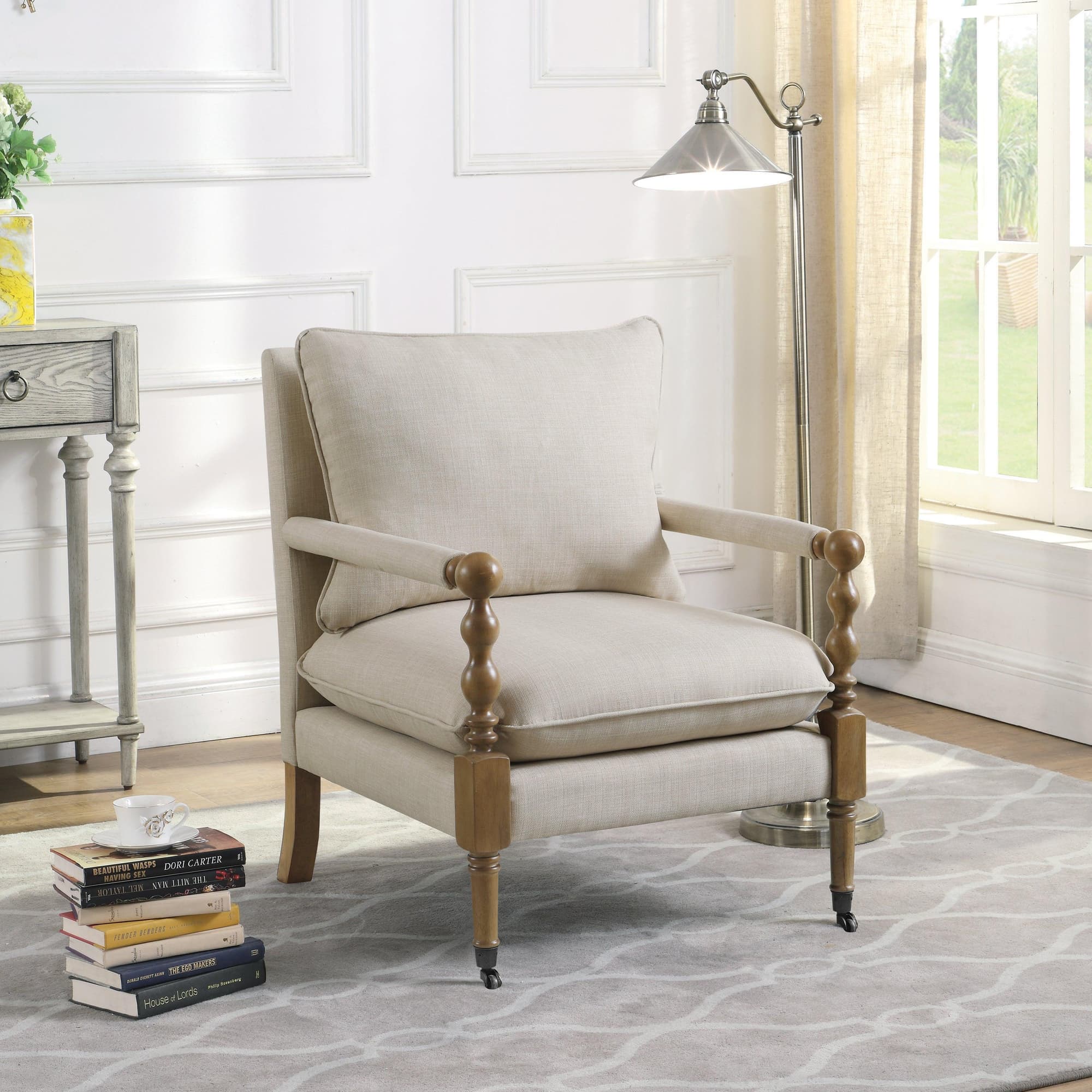 Monaghan Upholstered Accent Chair With Casters Beige - Image 1
