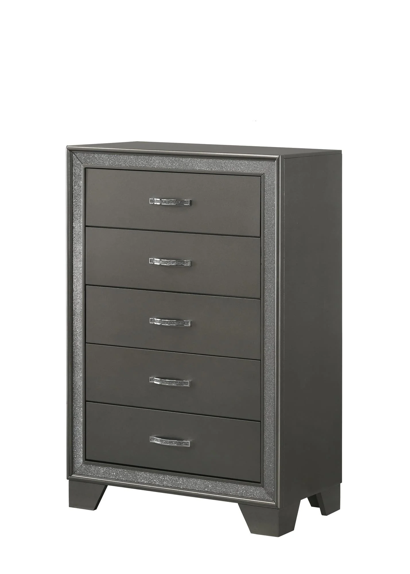 Kaia Chest Gray Crystal 5 Drawers - Image 1