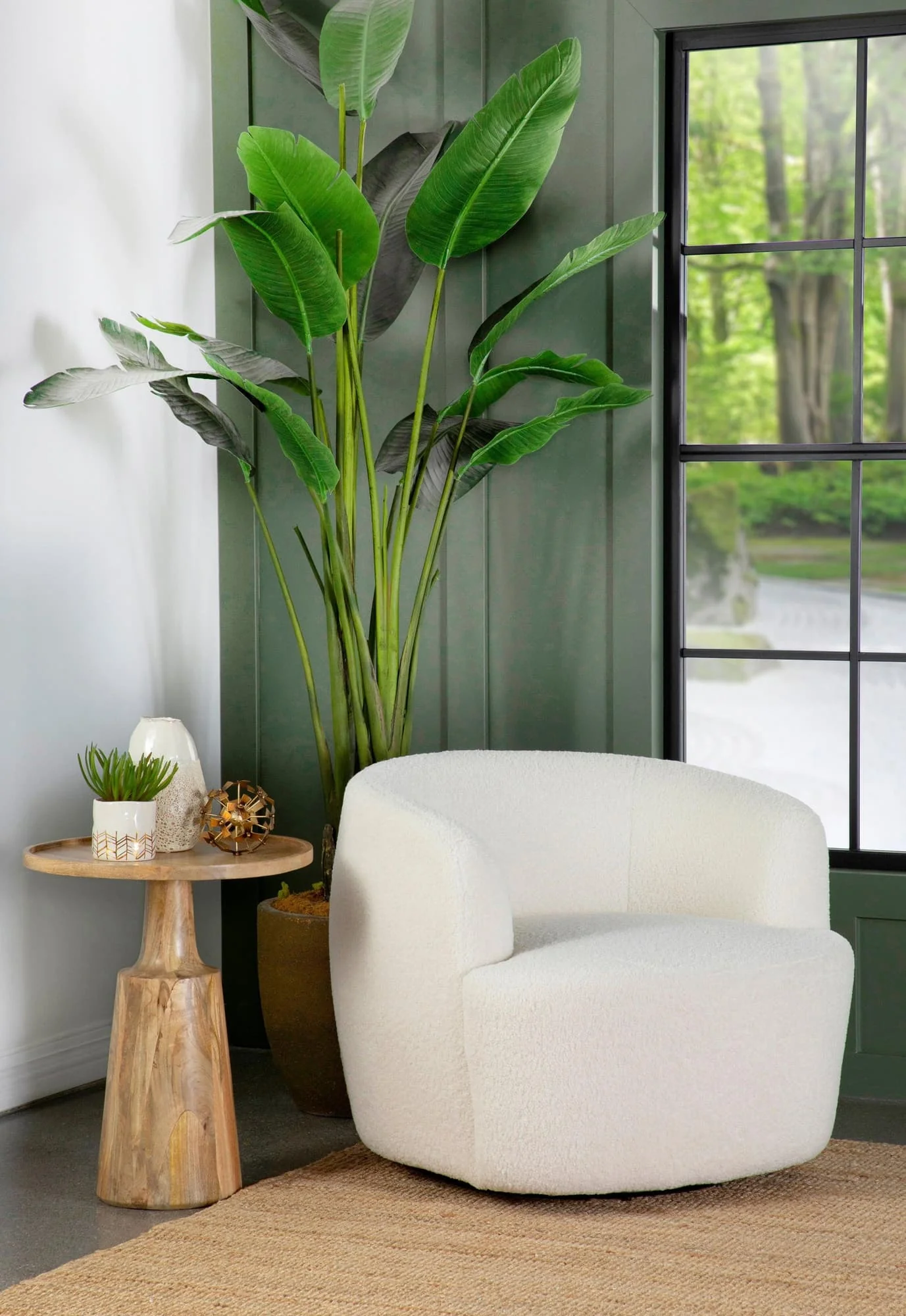 Hudson Upholstered Swivel Chair Natural - Image 1