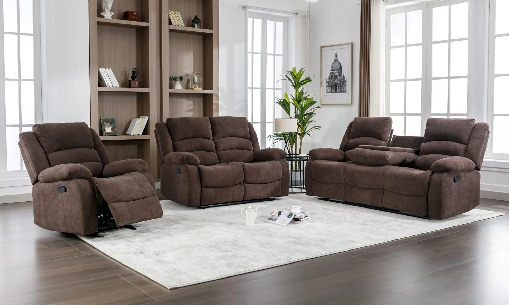 Dynamo Chocolate 3-Piece Reclining Set - Image 1