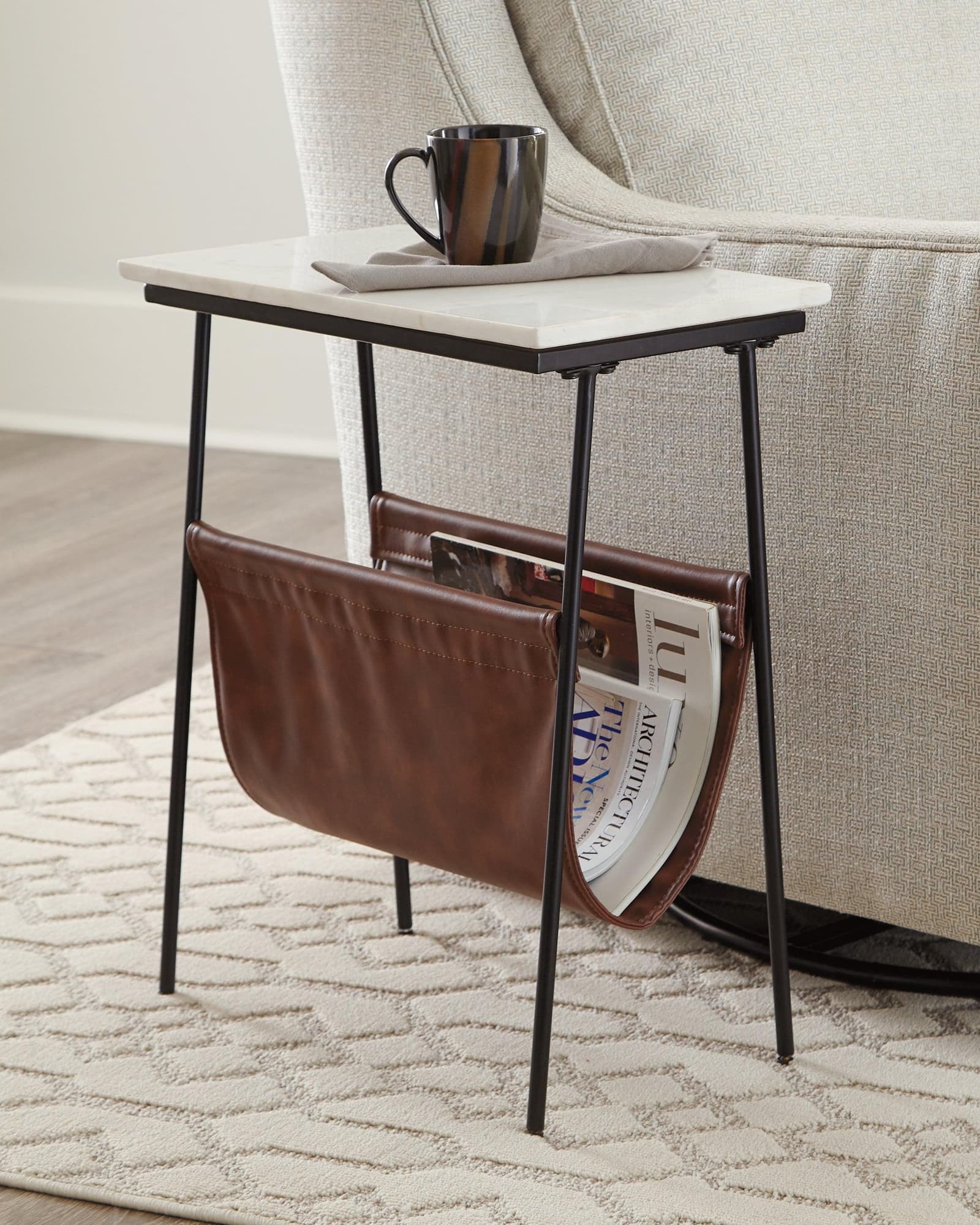 Etanbury Brown Black White Accent Table