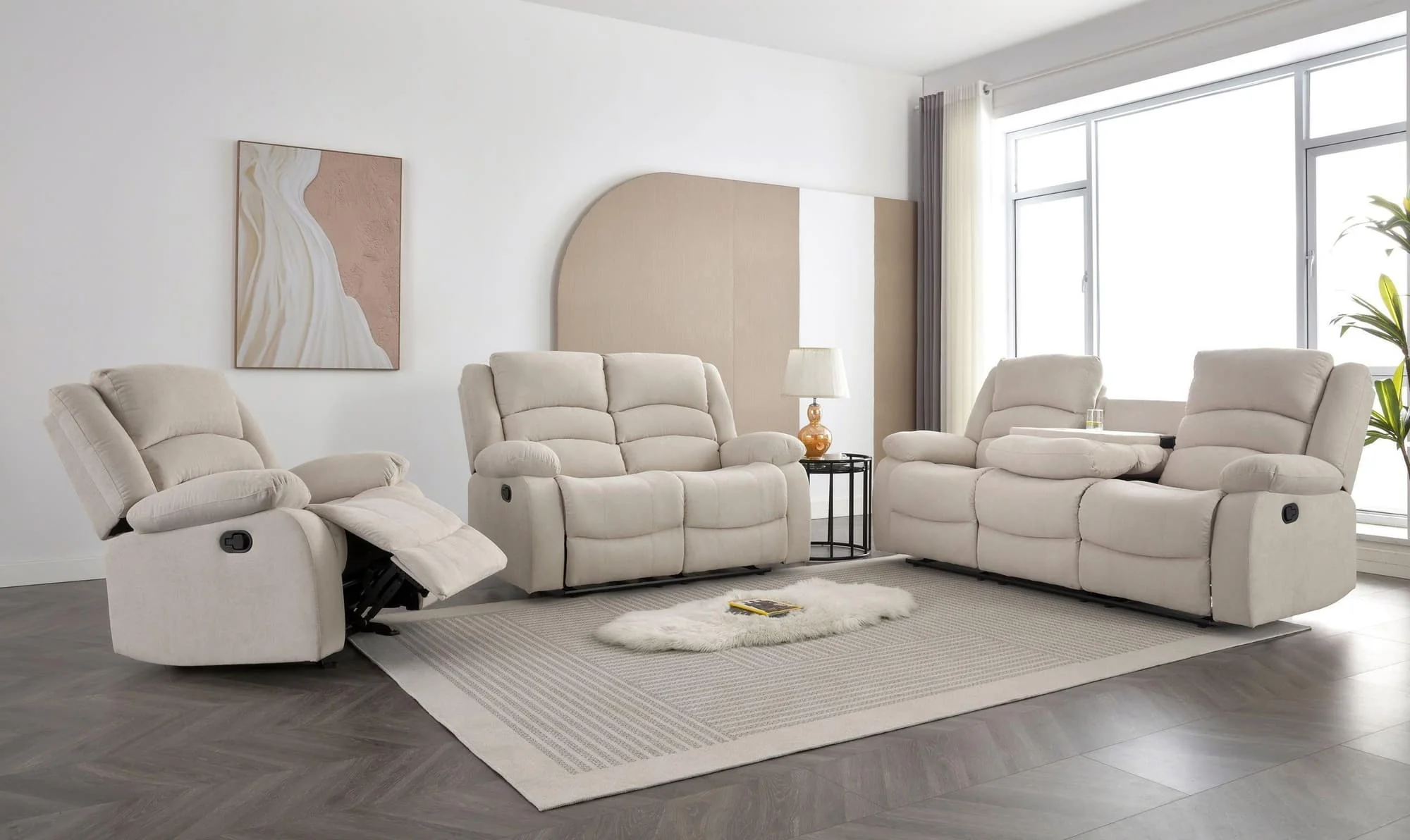 Dynamo Sand 3-Piece Reclining Set - Image 1
