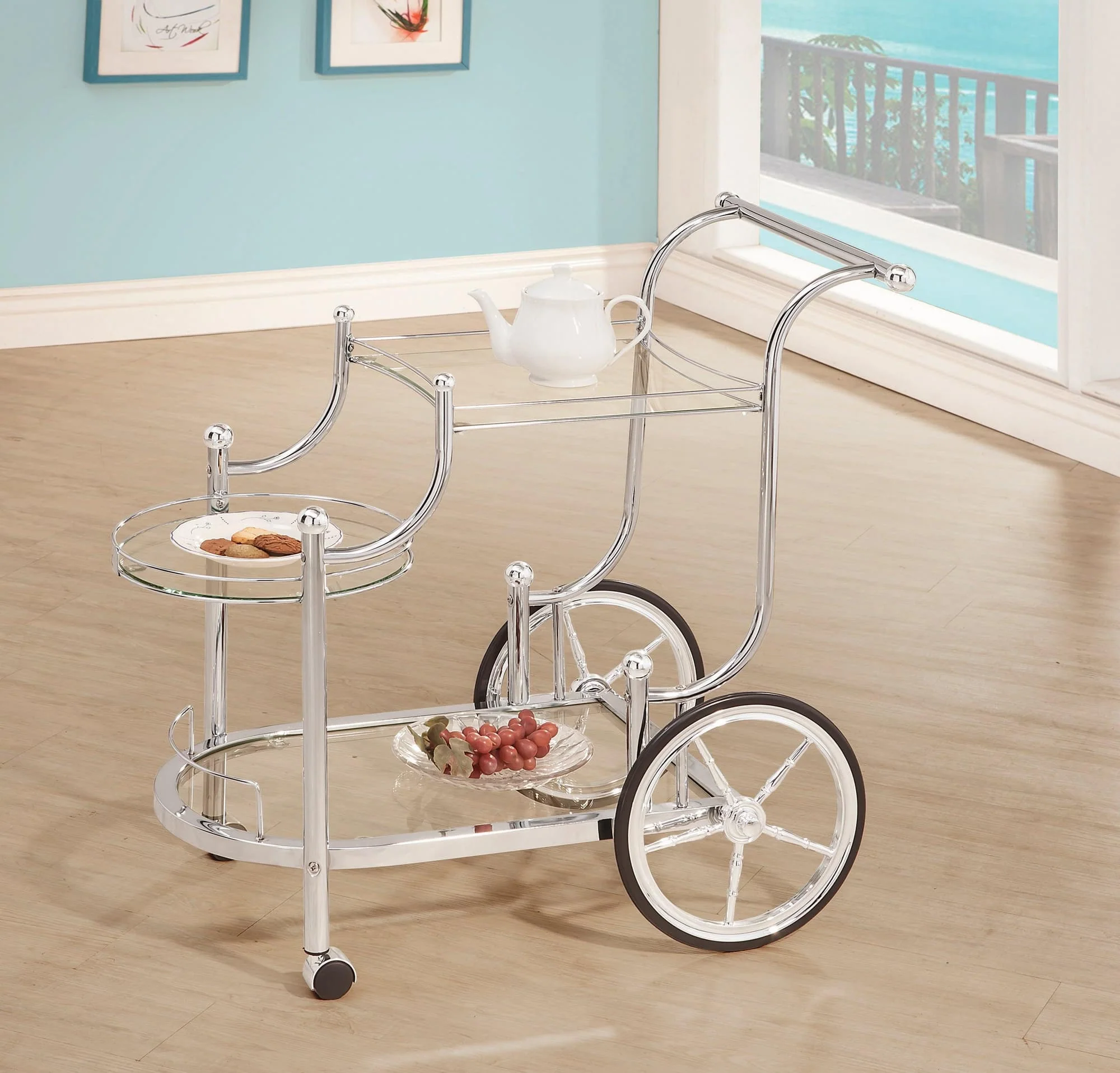 Sarandon 3 tier Serving Cart Chrome Clear