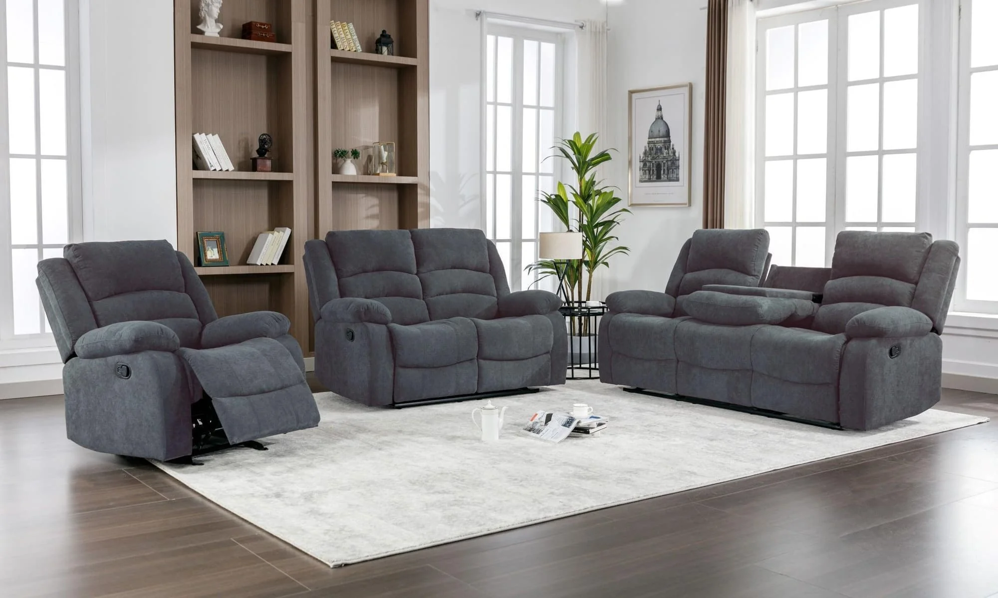 Dynamo Charcoal 3-Piece Reclining Set - Image 1