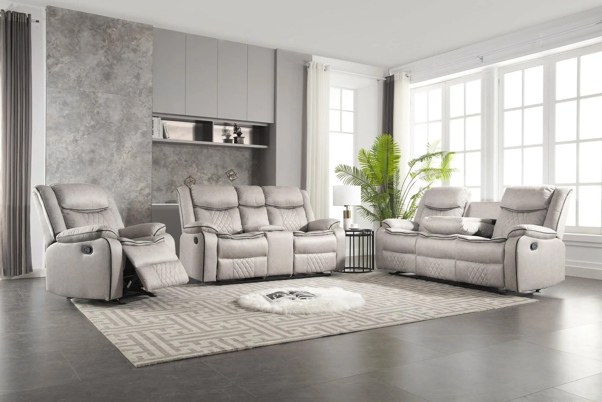 Weston Stone 3-Piece Reclining Living Room Set - Image 1